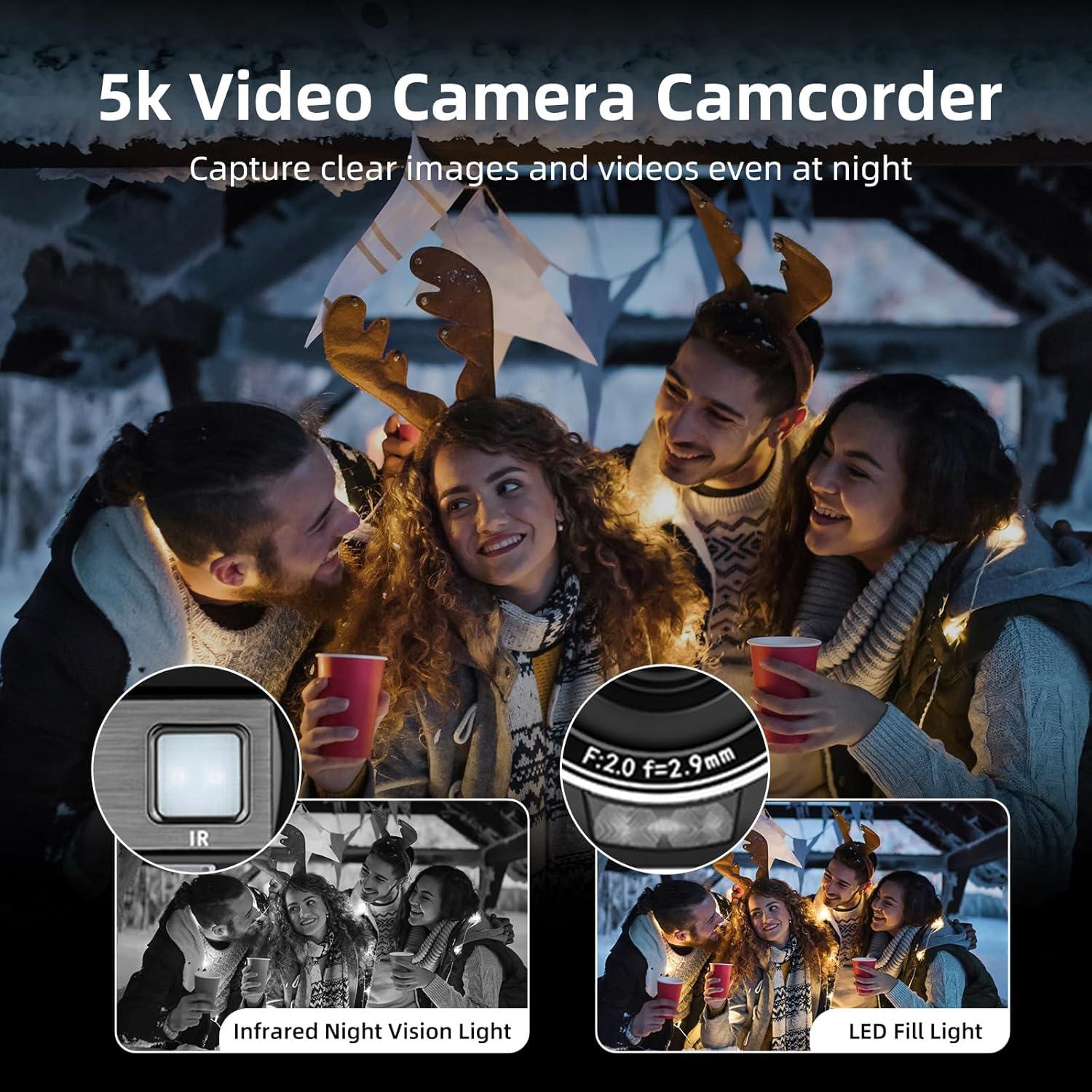 Cámara de Video ORDRO AE20 5K 56MP WiFi con Visión Nocturna