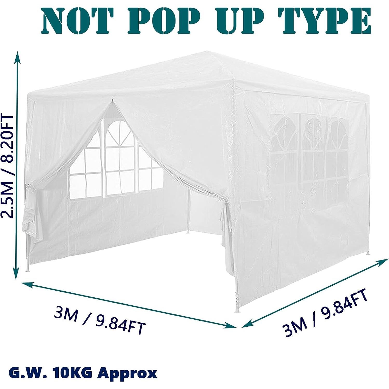 Carpa de Boda 3x3m 7Sevenjokers con 4 Paredes Laterales
