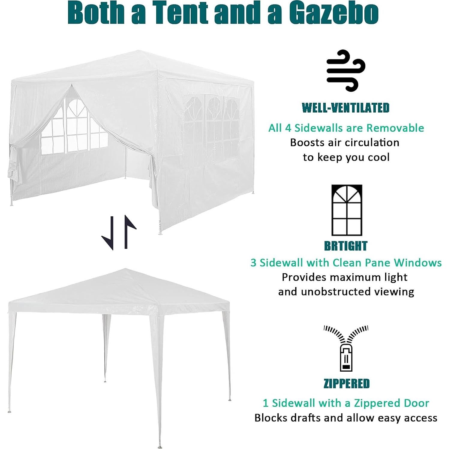 Carpa de Boda 3x3m 7Sevenjokers con 4 Paredes Laterales