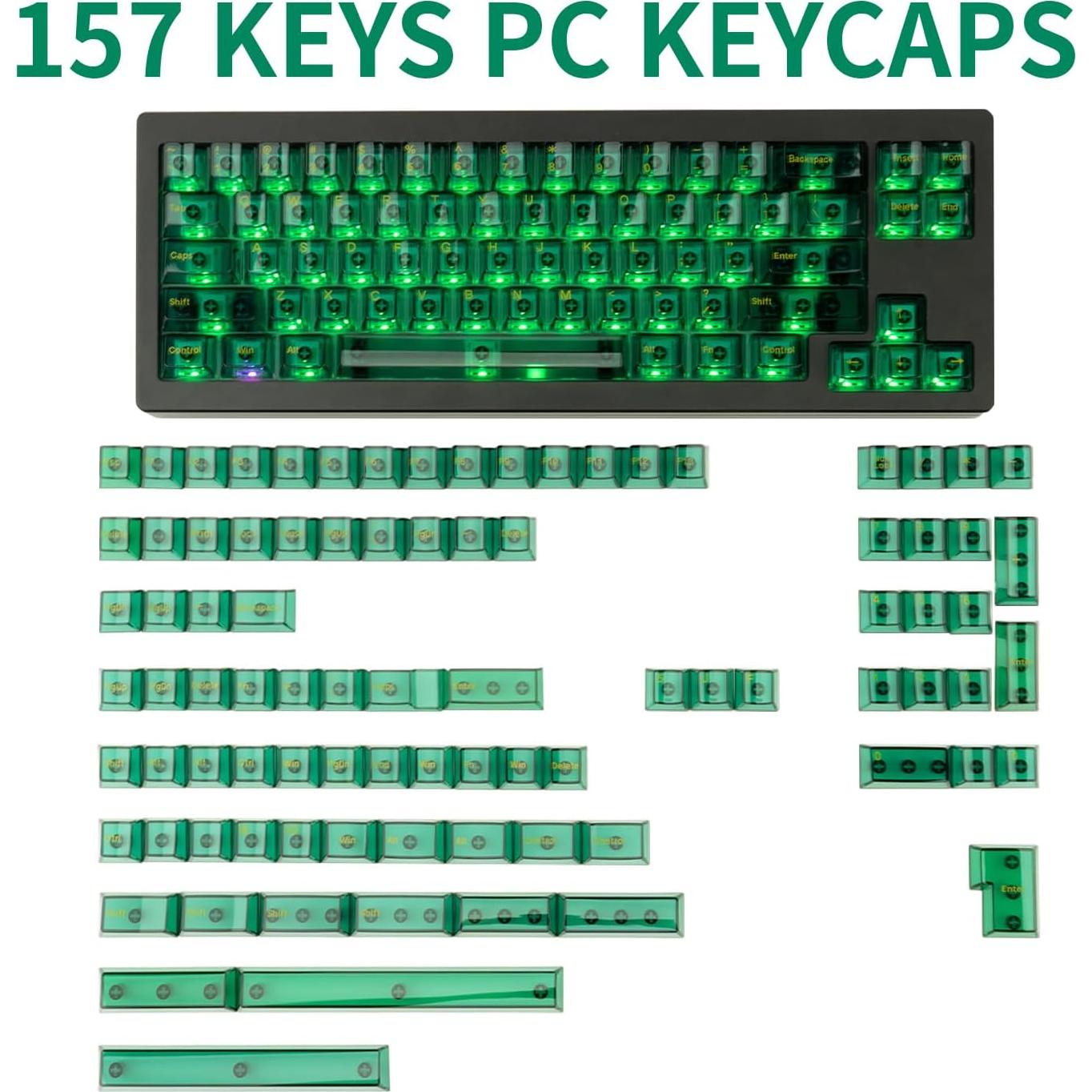 Teclas Transparentes Verde Esmeralda GEKUCAP 157 Teclas PC