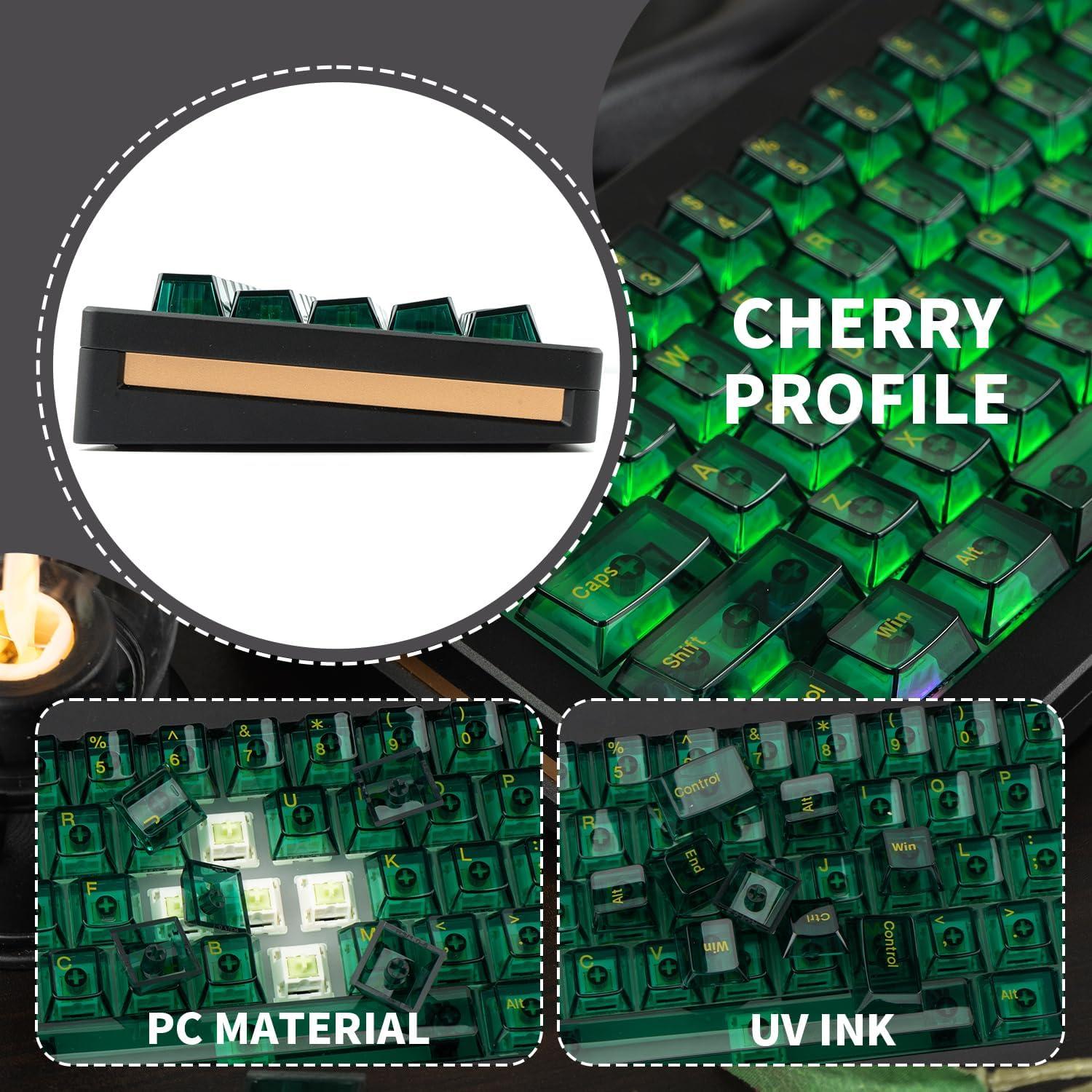 Teclas Transparentes Verde Esmeralda GEKUCAP 157 Teclas PC