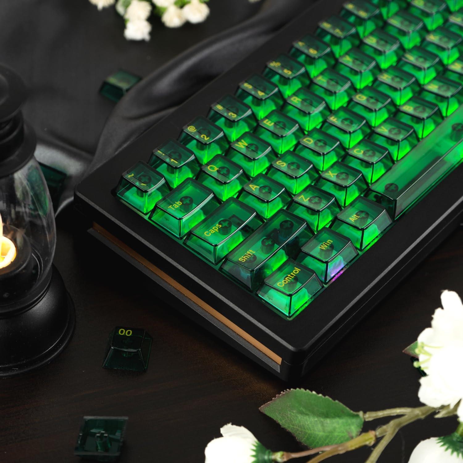 Teclas Transparentes Verde Esmeralda GEKUCAP 157 Teclas PC