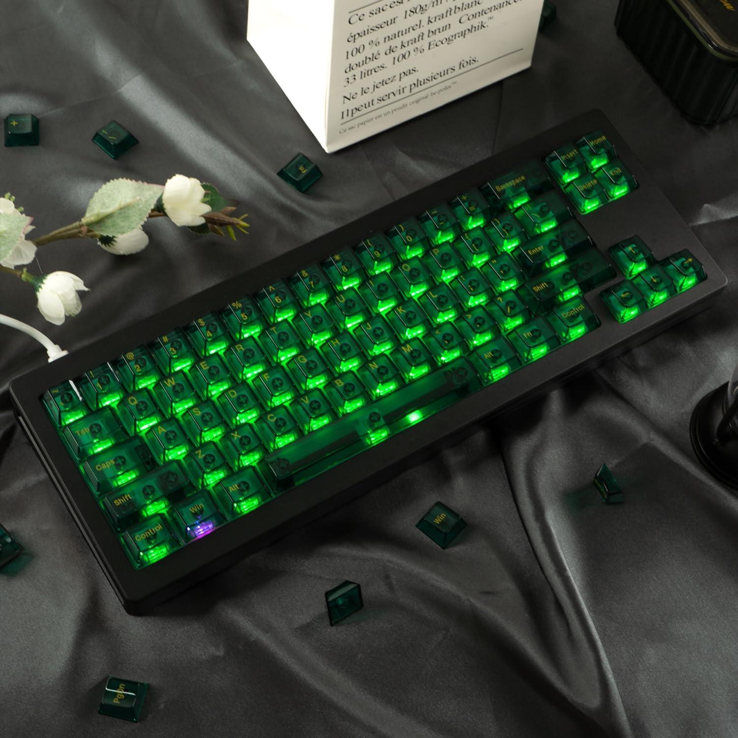 Teclas Transparentes Verde Esmeralda GEKUCAP 157 Teclas PC