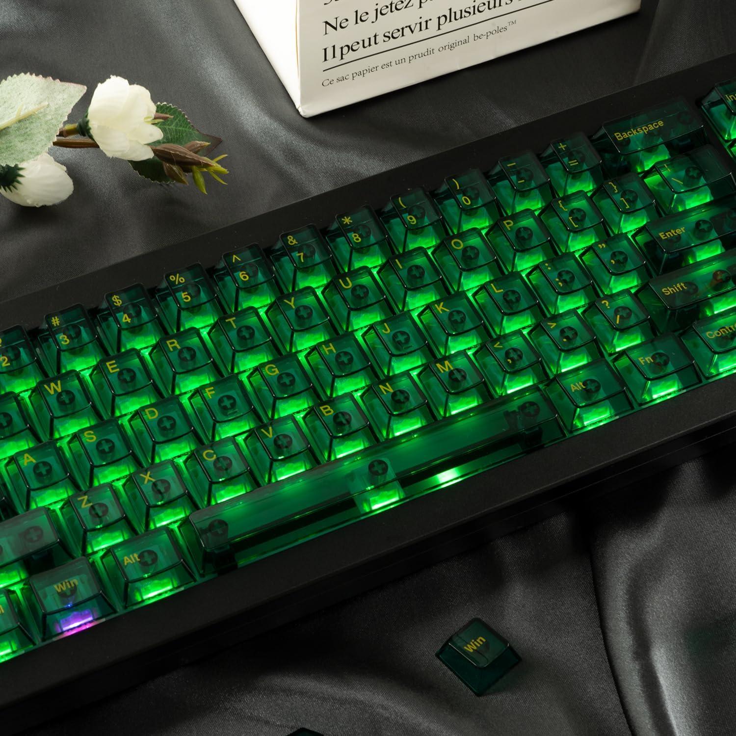 Teclas Transparentes Verde Esmeralda GEKUCAP 157 Teclas PC