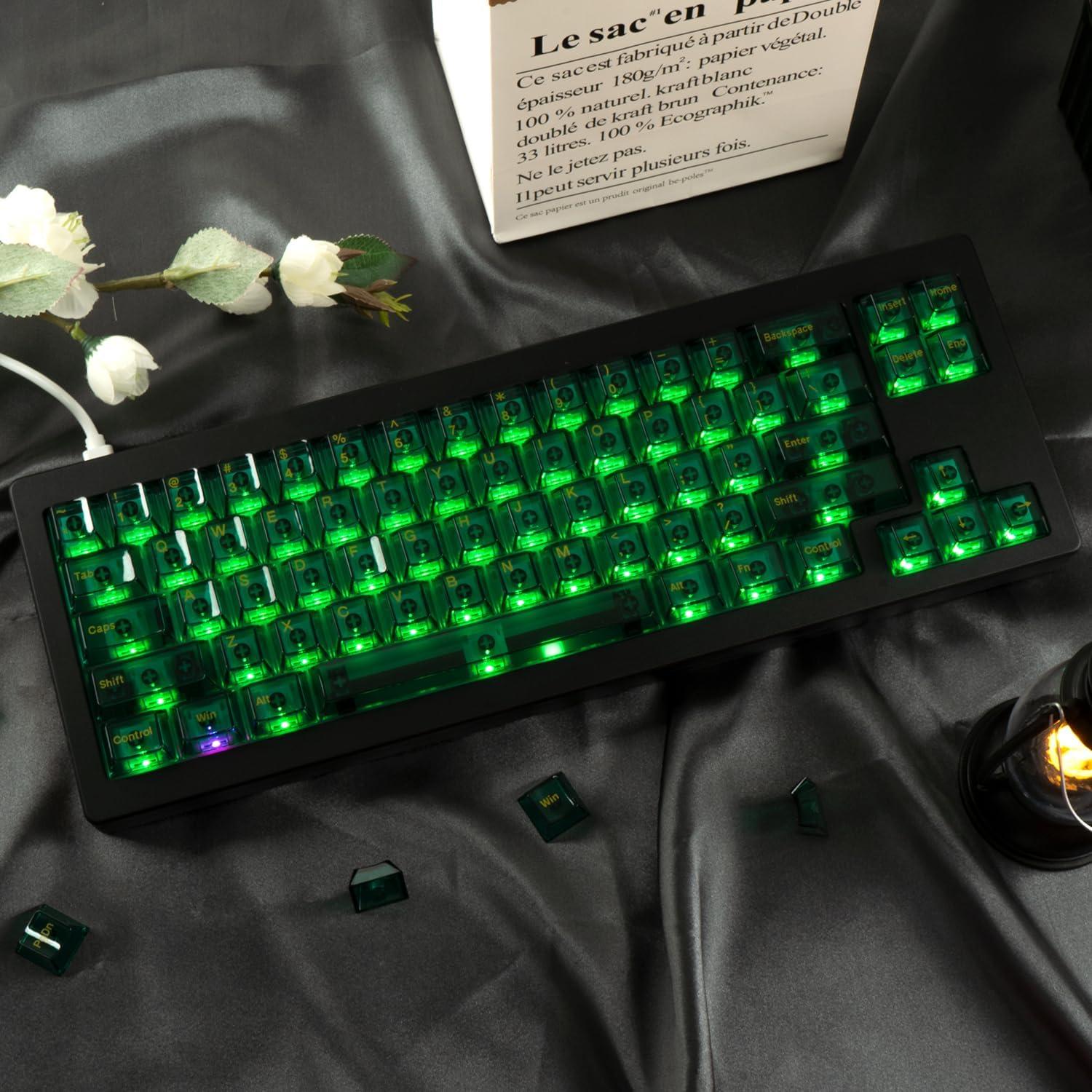 Teclas Transparentes Verde Esmeralda GEKUCAP 157 Teclas PC