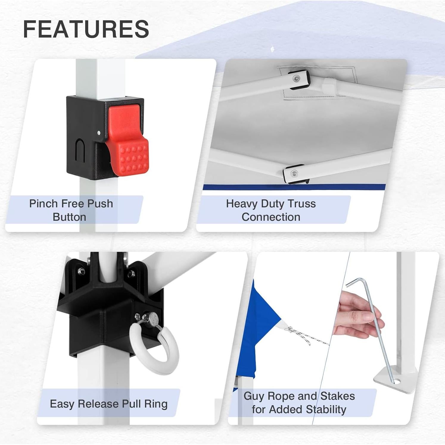 Carpa portátil INTER HUT 2.58x2.58m con bolsa y ruedas, azul