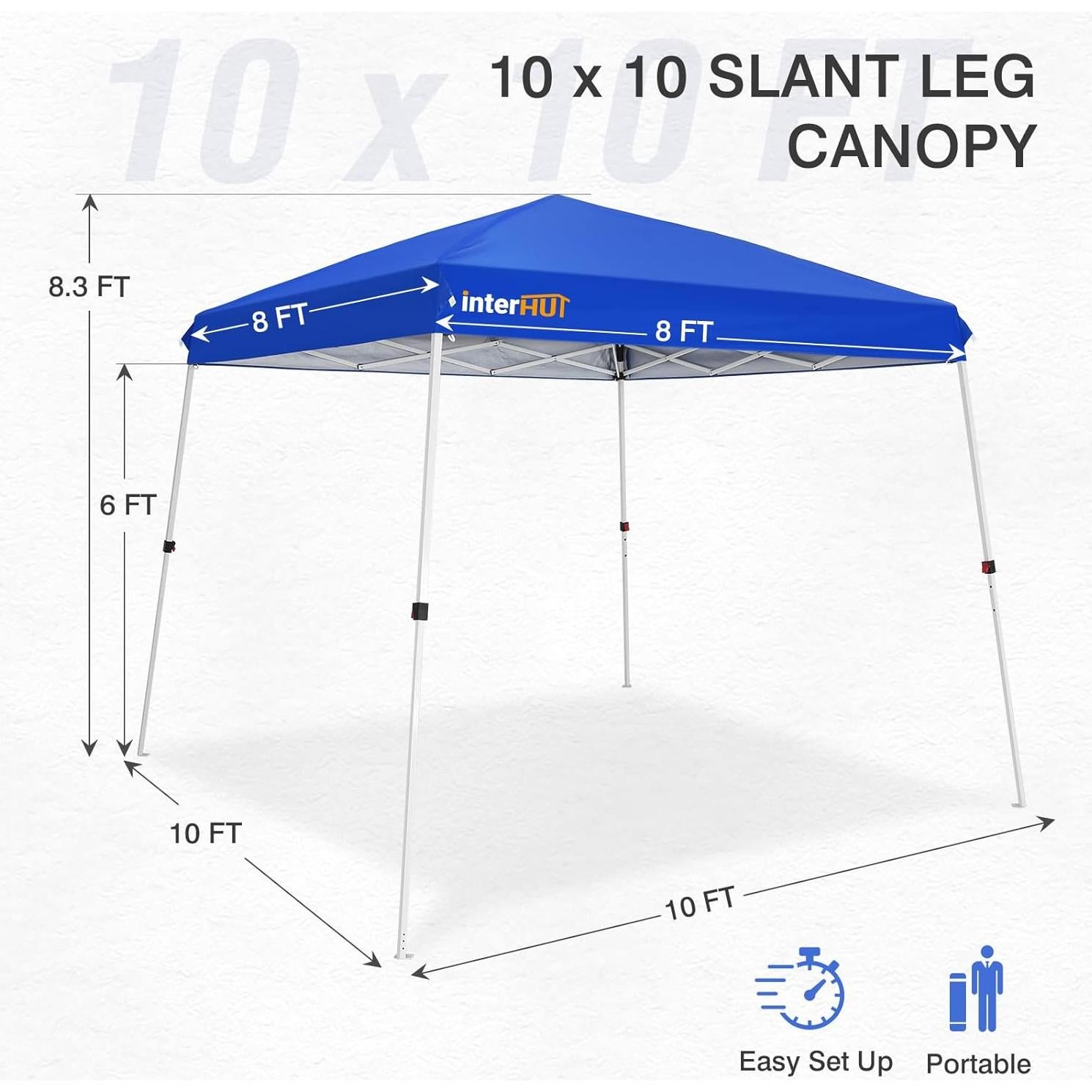 Carpa portátil INTER HUT 2.58x2.58m con bolsa y ruedas, azul