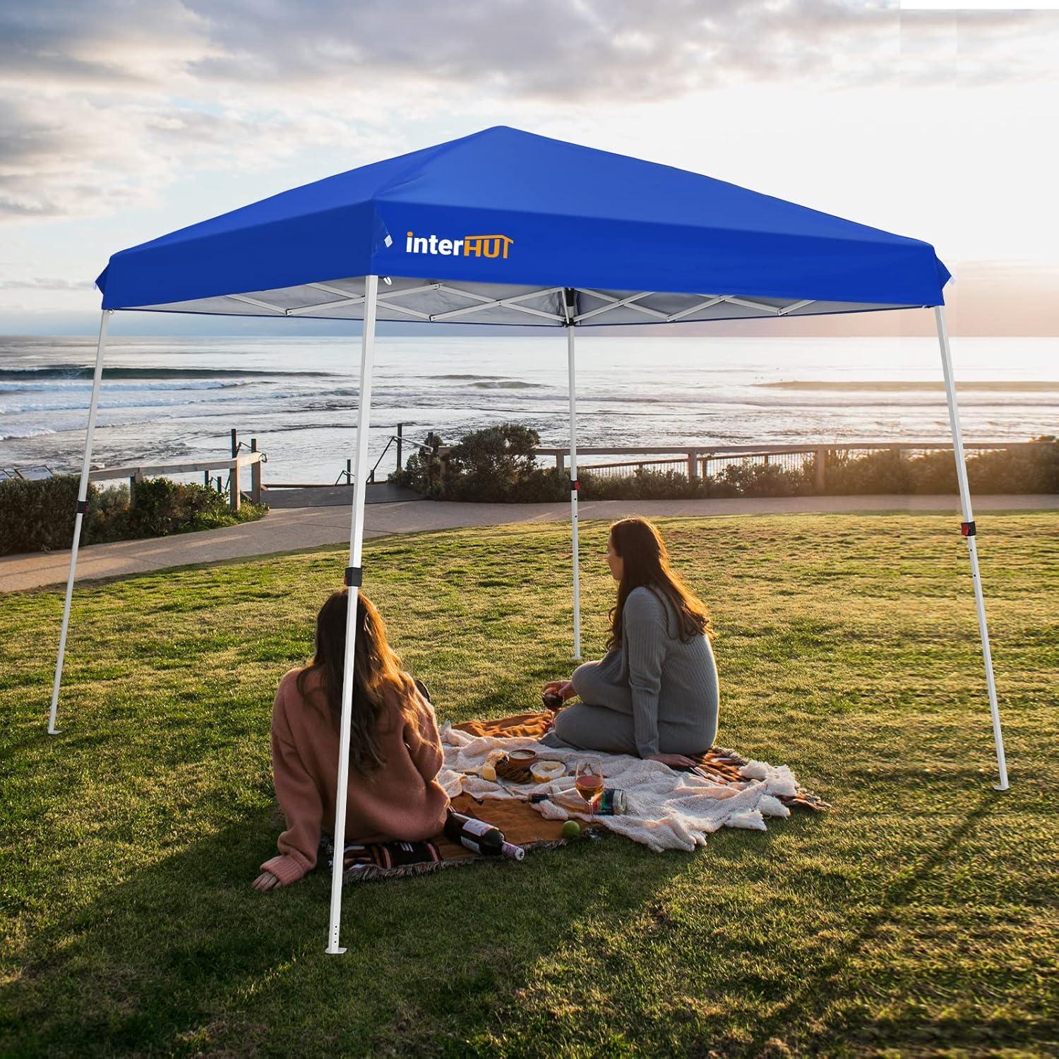 Carpa portátil INTER HUT 2.58x2.58m con bolsa y ruedas, azul