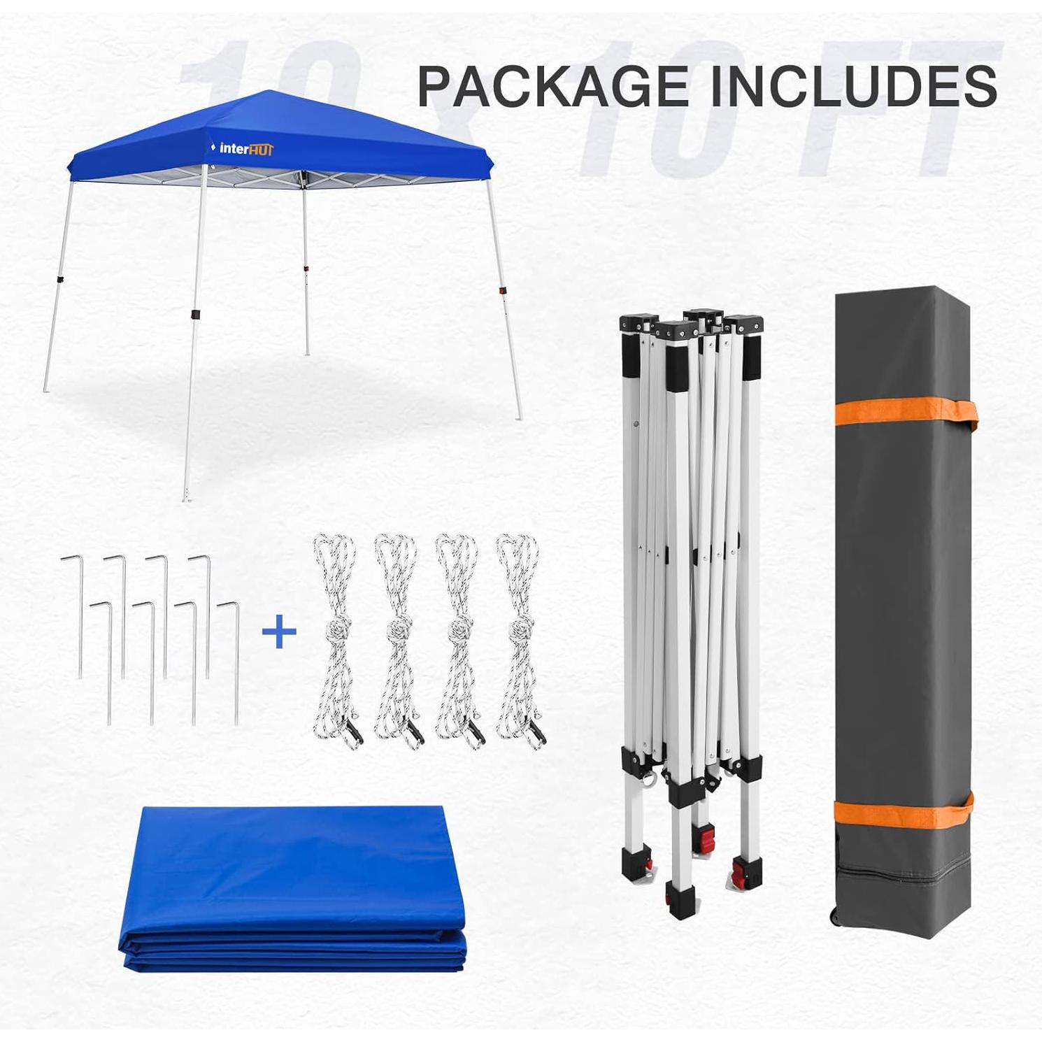 Carpa portátil INTER HUT 2.58x2.58m con bolsa y ruedas, azul