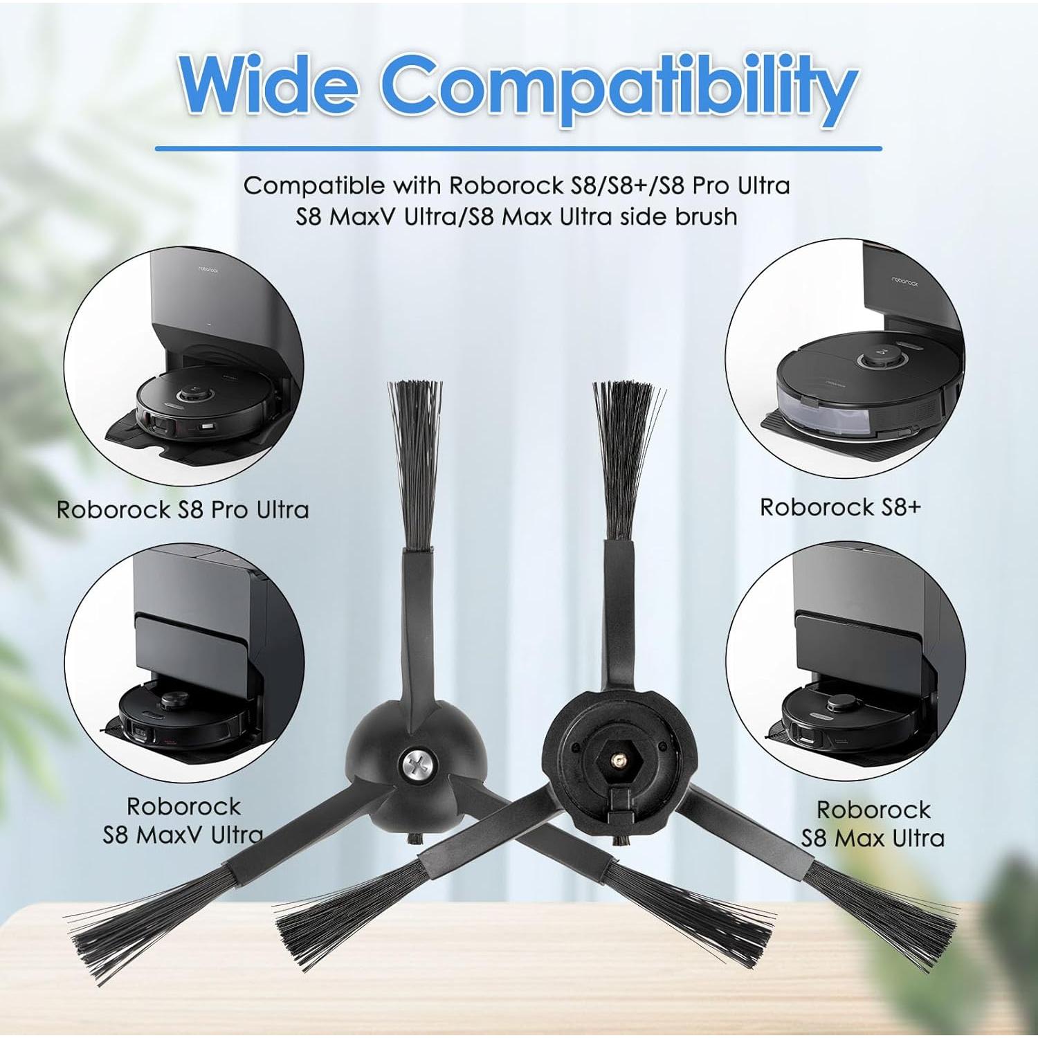 8 Cepillos Laterales COWINORY para Roborock Q5 Max+, S8 MaxV