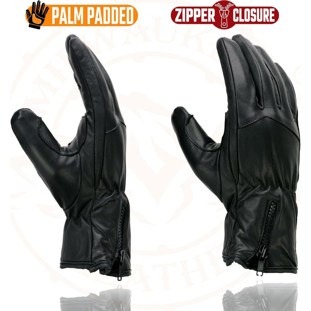 Guantes de Cuero Milwaukee Leather MG7575 Negros Térmicos