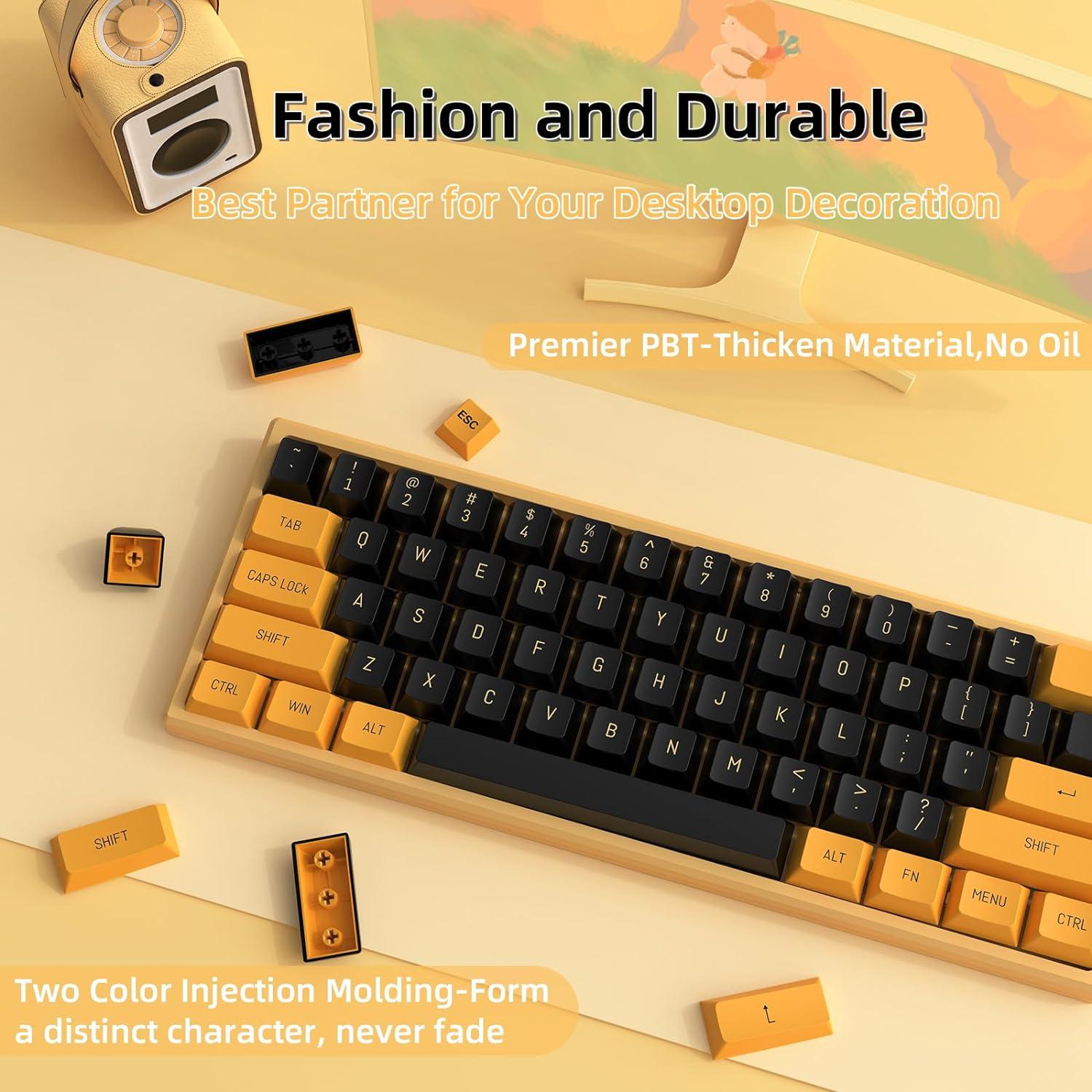 Conjunto de Teclas PBT 150 ZIYOU LANG para Teclado Mecánico ANSI Negro Amarillo
