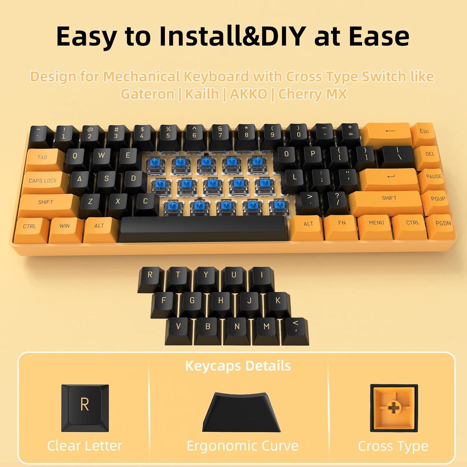 Conjunto de Teclas PBT 150 ZIYOU LANG para Teclado Mecánico ANSI Negro Amarillo