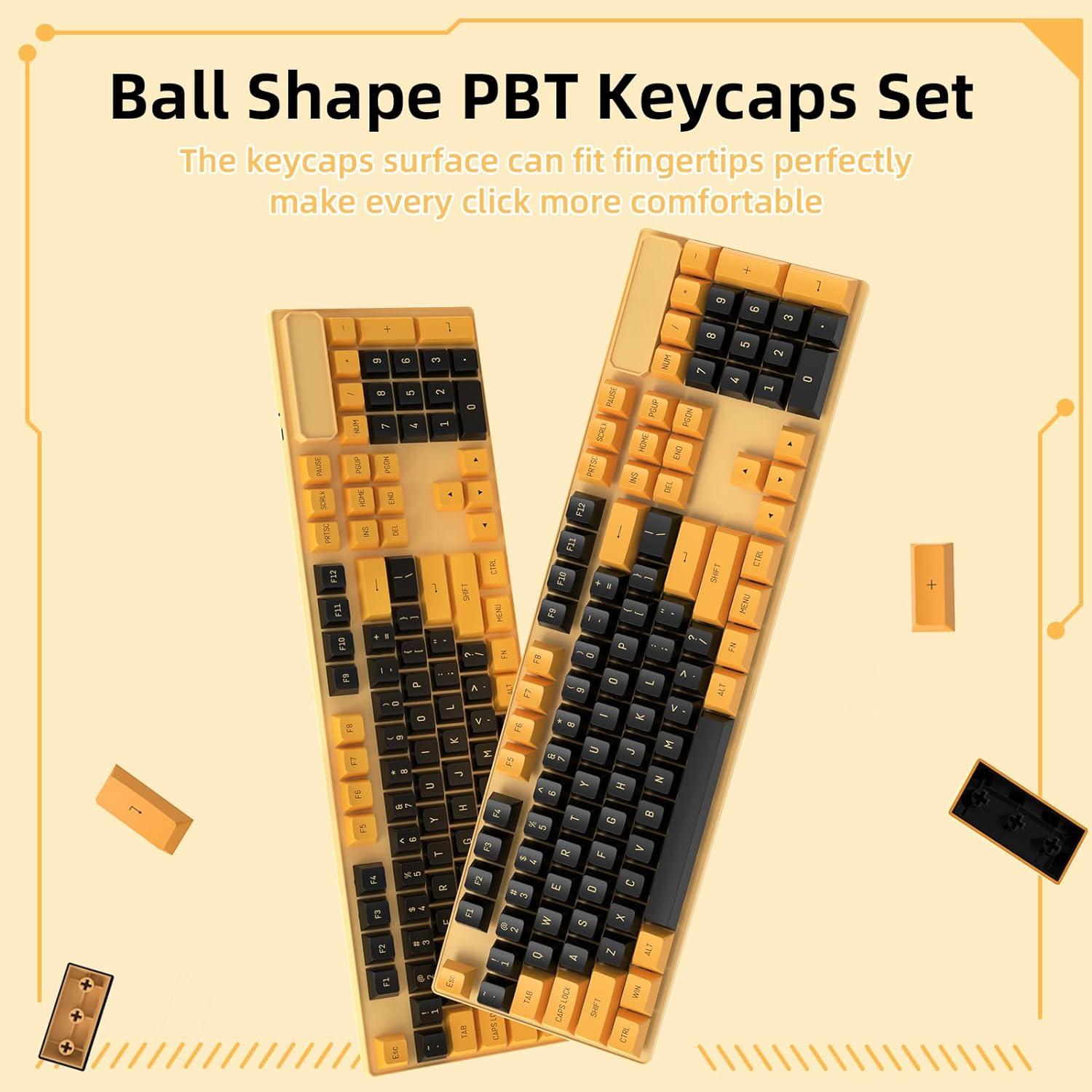Conjunto de Teclas PBT 150 ZIYOU LANG para Teclado Mecánico ANSI Negro Amarillo