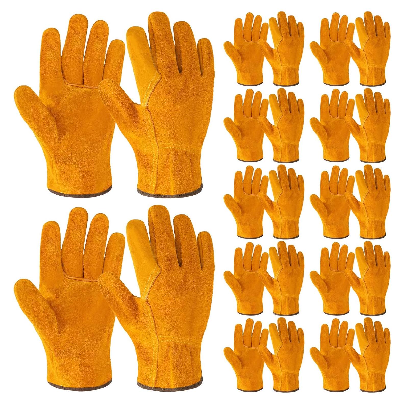 Guantes de Trabajo de Cuero Lasnten - 12 Pares Resistentes 27 cm