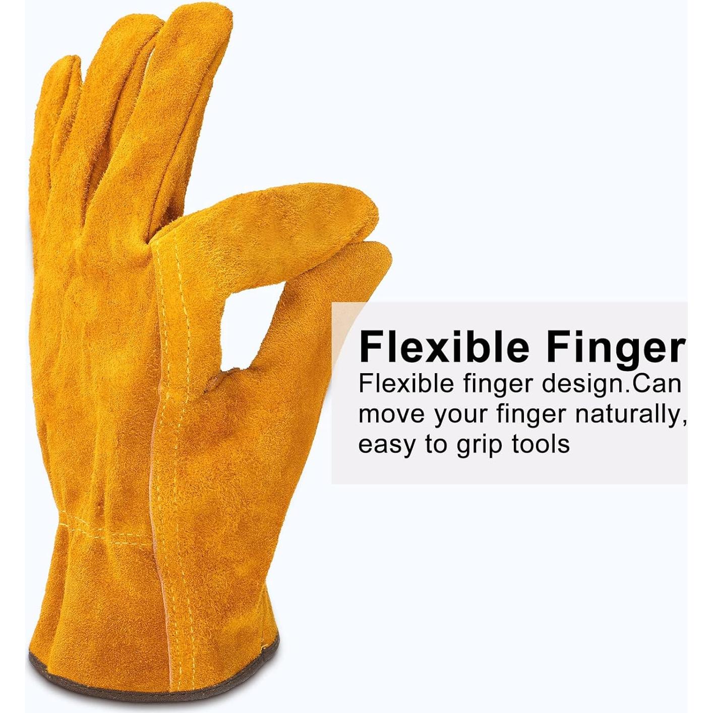 Guantes de Trabajo de Cuero Lasnten - 12 Pares Resistentes 27 cm