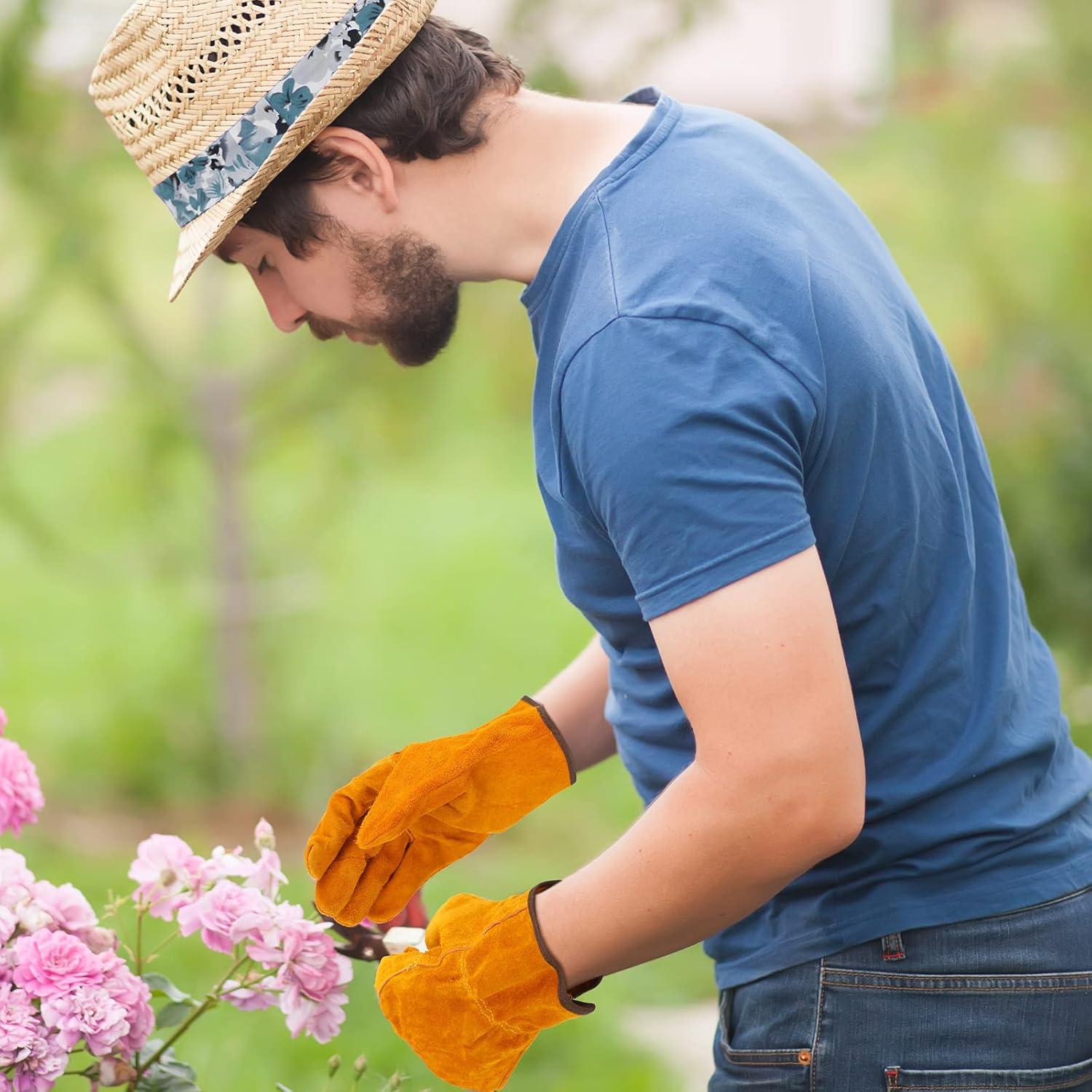 Guantes de Trabajo de Cuero Lasnten - 12 Pares Resistentes 27 cm