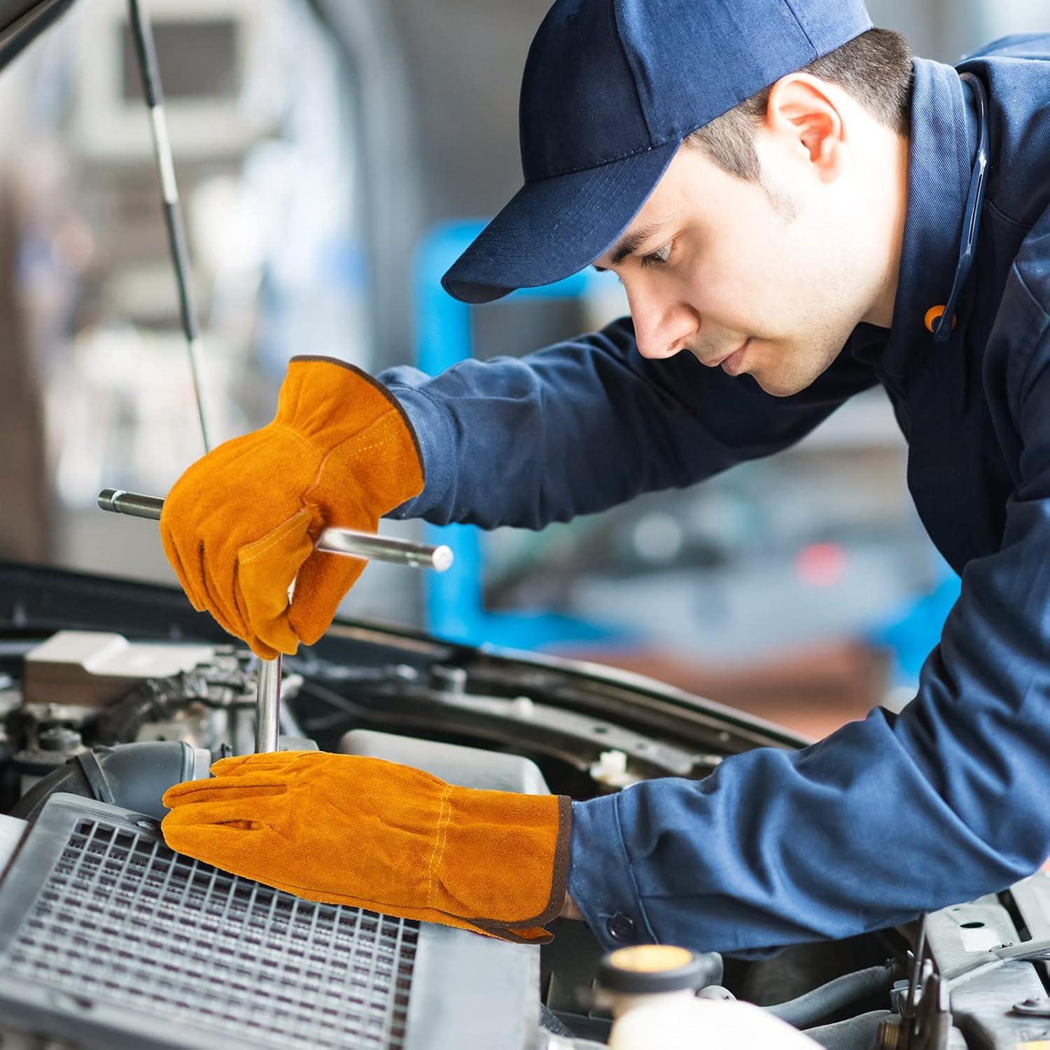 Guantes de Trabajo de Cuero Lasnten - 12 Pares Resistentes 27 cm