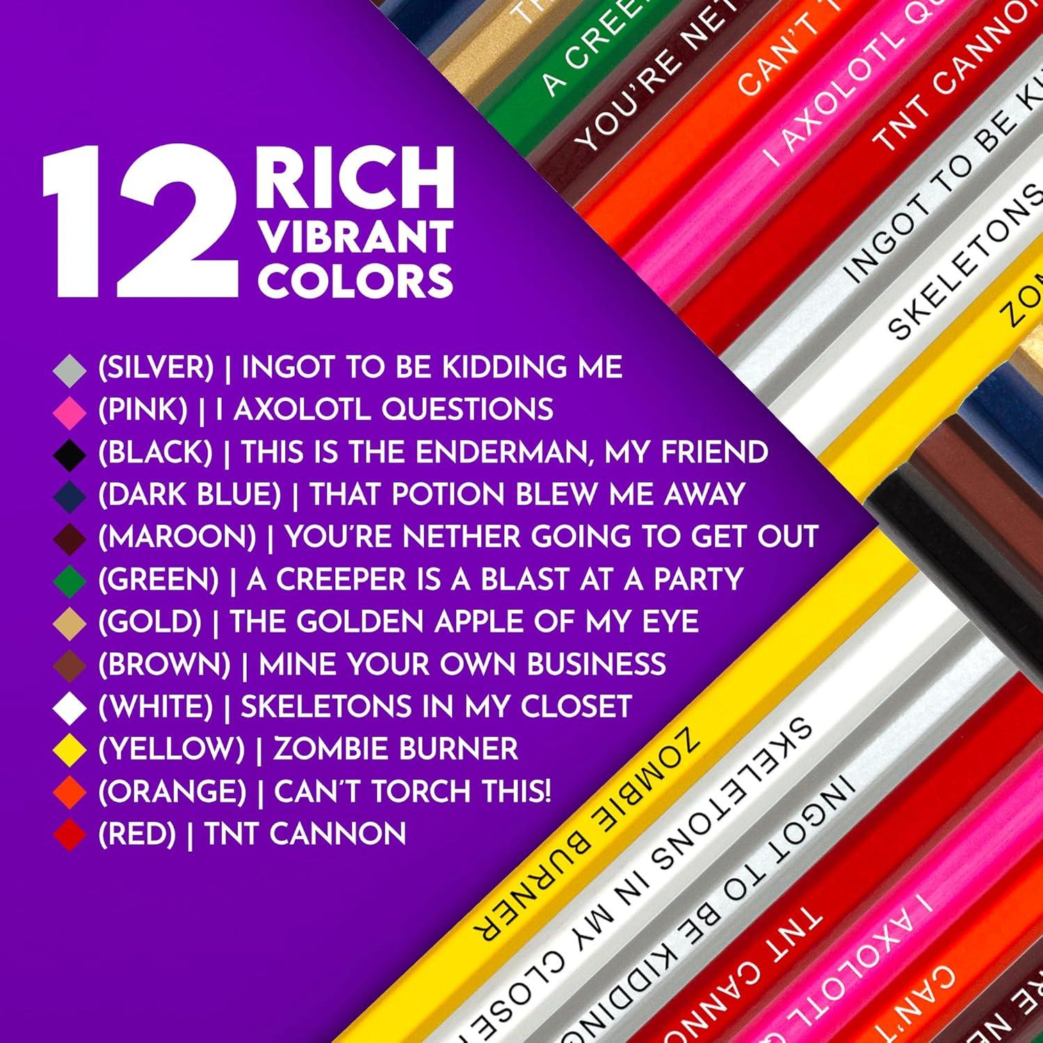 Set de 12 Lápices de Colores Minecraft Pun Labs - Regalo Ideal