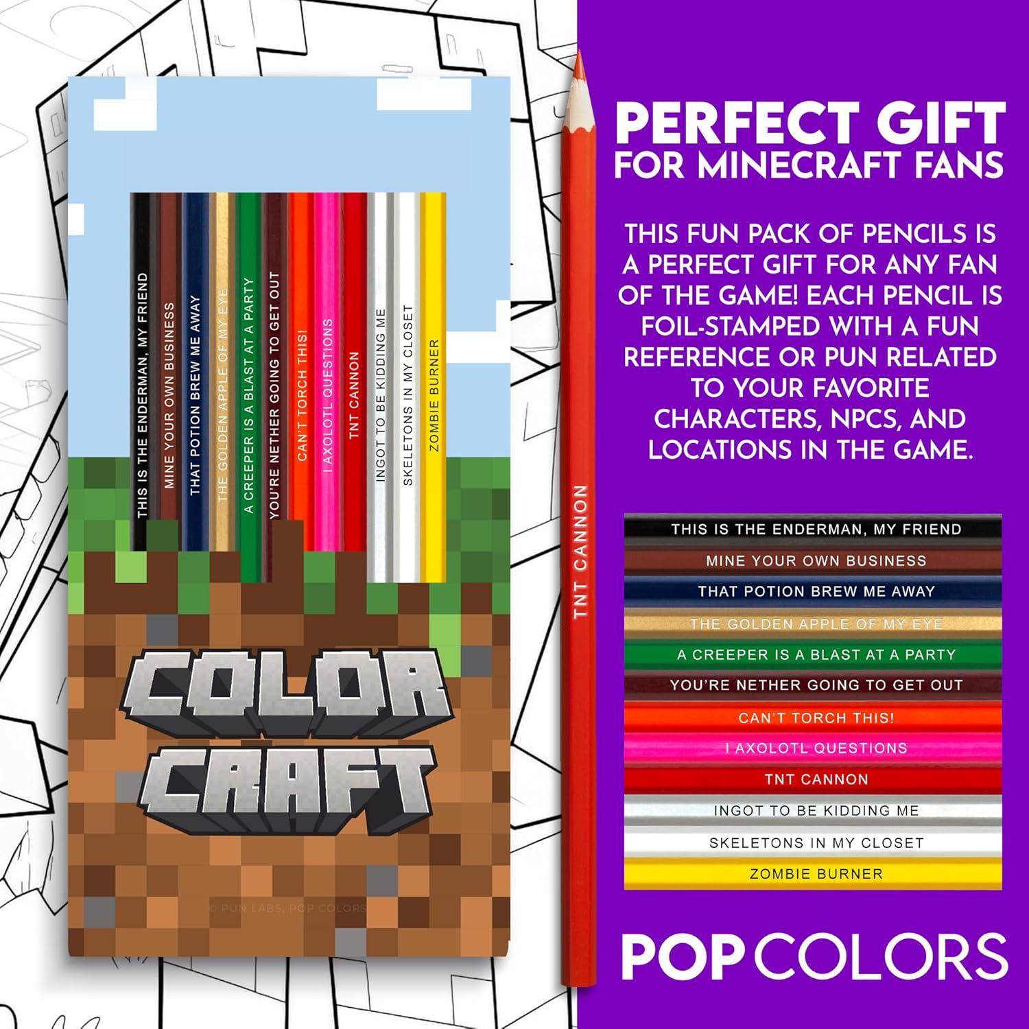 Set de 12 Lápices de Colores Minecraft Pun Labs - Regalo Ideal