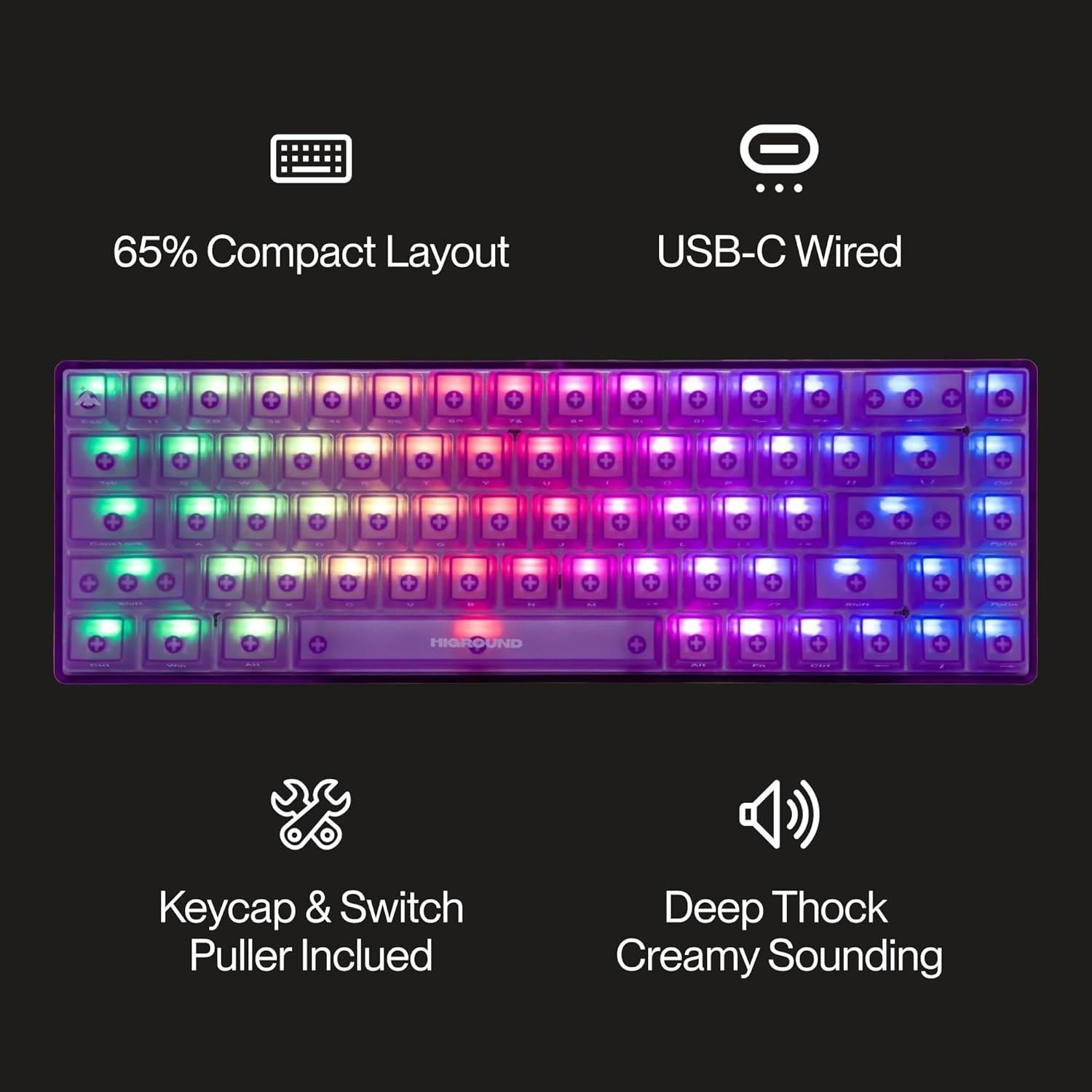 Teclado Mecánico Higround HG65 Ametista 65% RGB USB