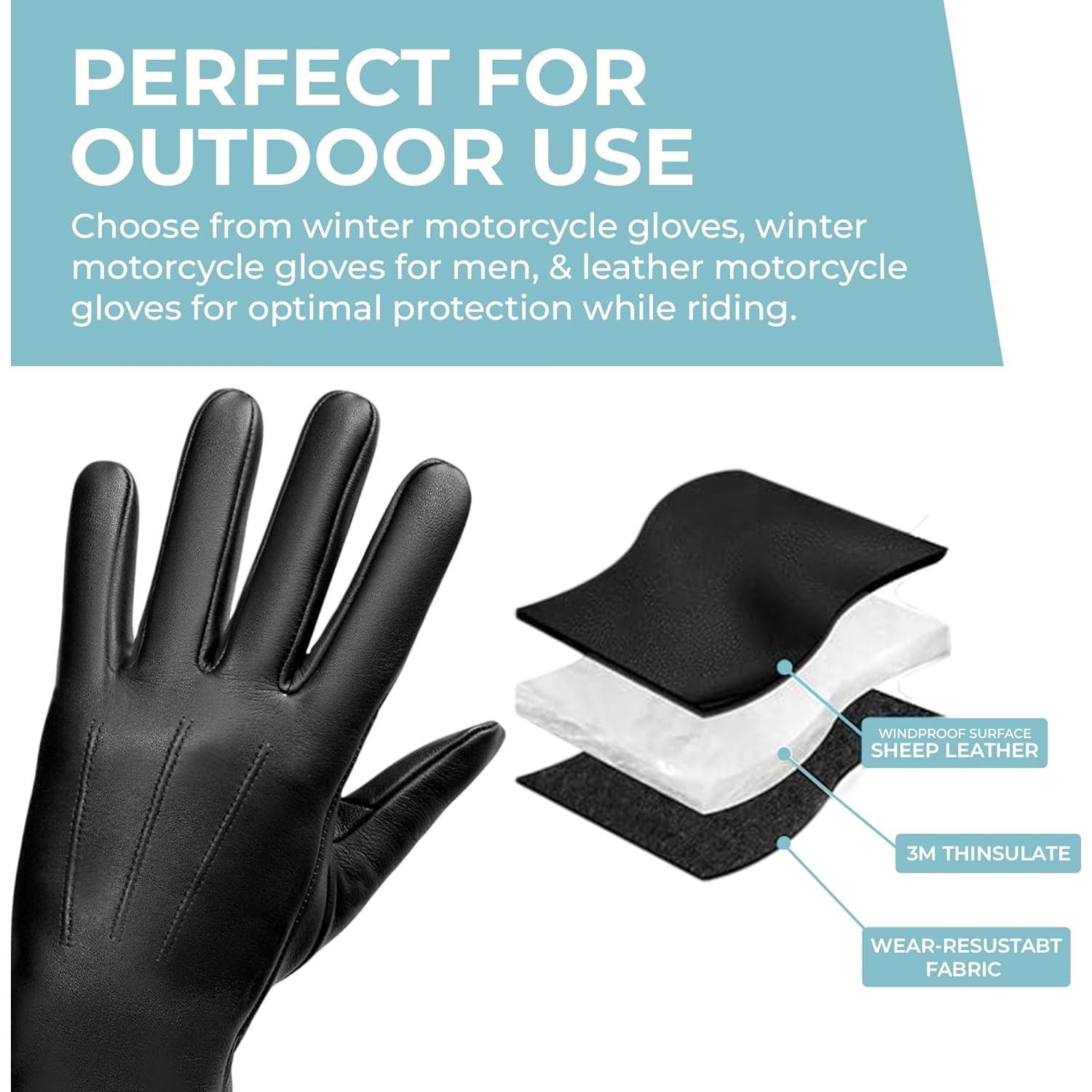 Guantes de Cuero de Invierno M&H para Hombre - Negros, Cálidos y Elegantes