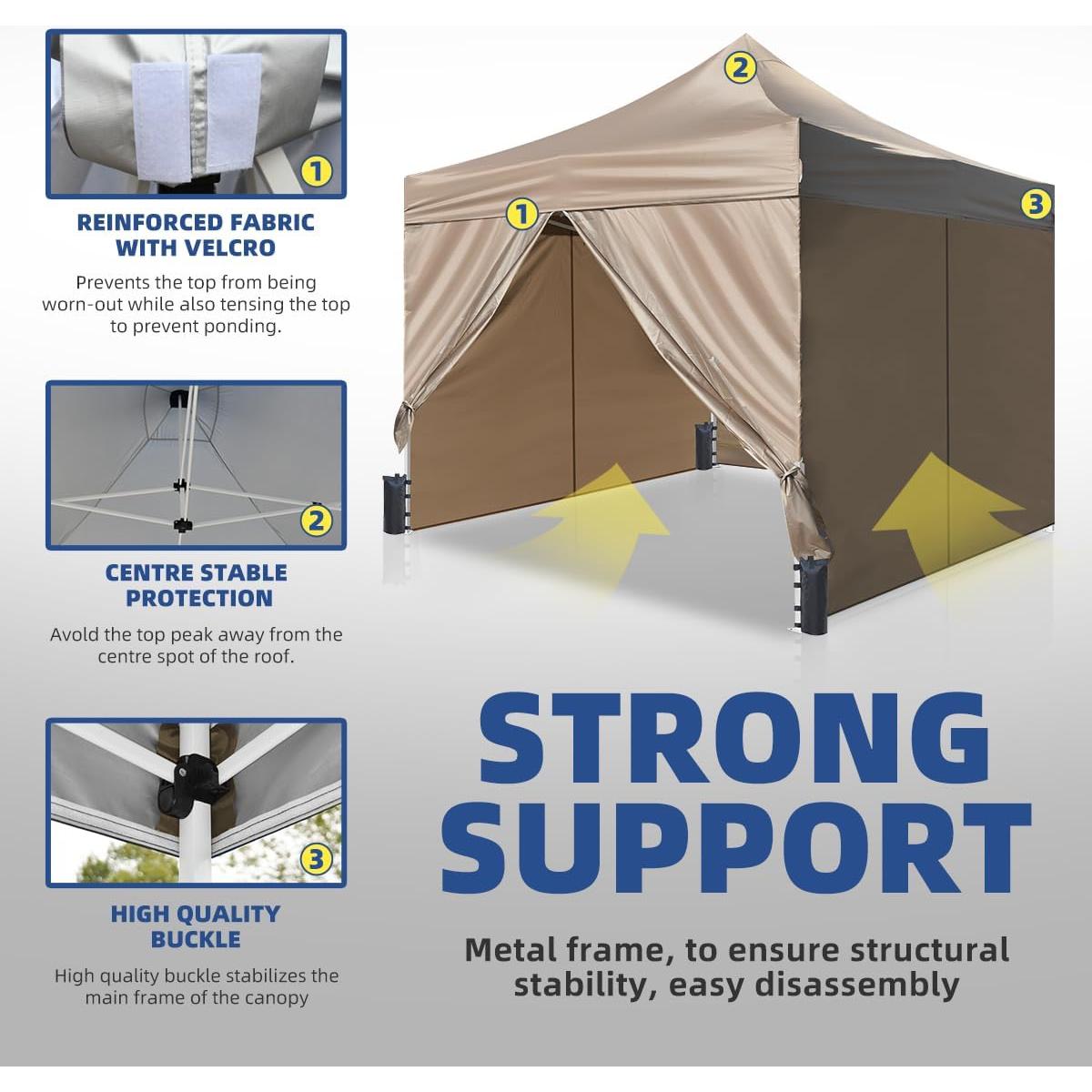 Carpa Comercial Pop Up Foristrail 10x10 m Beige UPF 50+