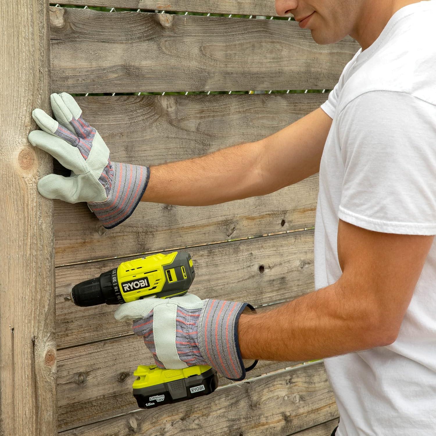 Guantes de Trabajo G & F 5 Pares Palma de Cuero Premium