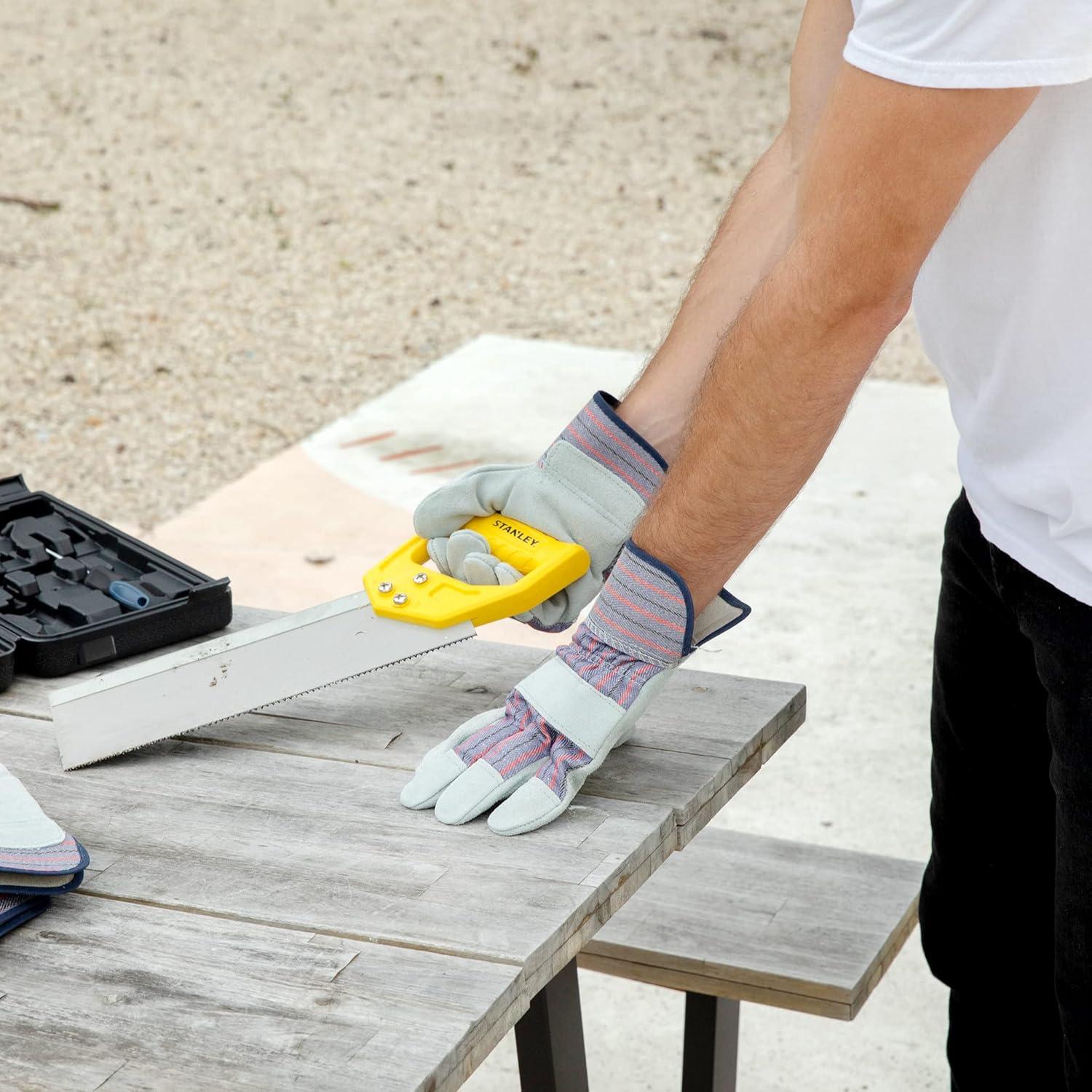 Guantes de Trabajo G & F 5 Pares Palma de Cuero Premium