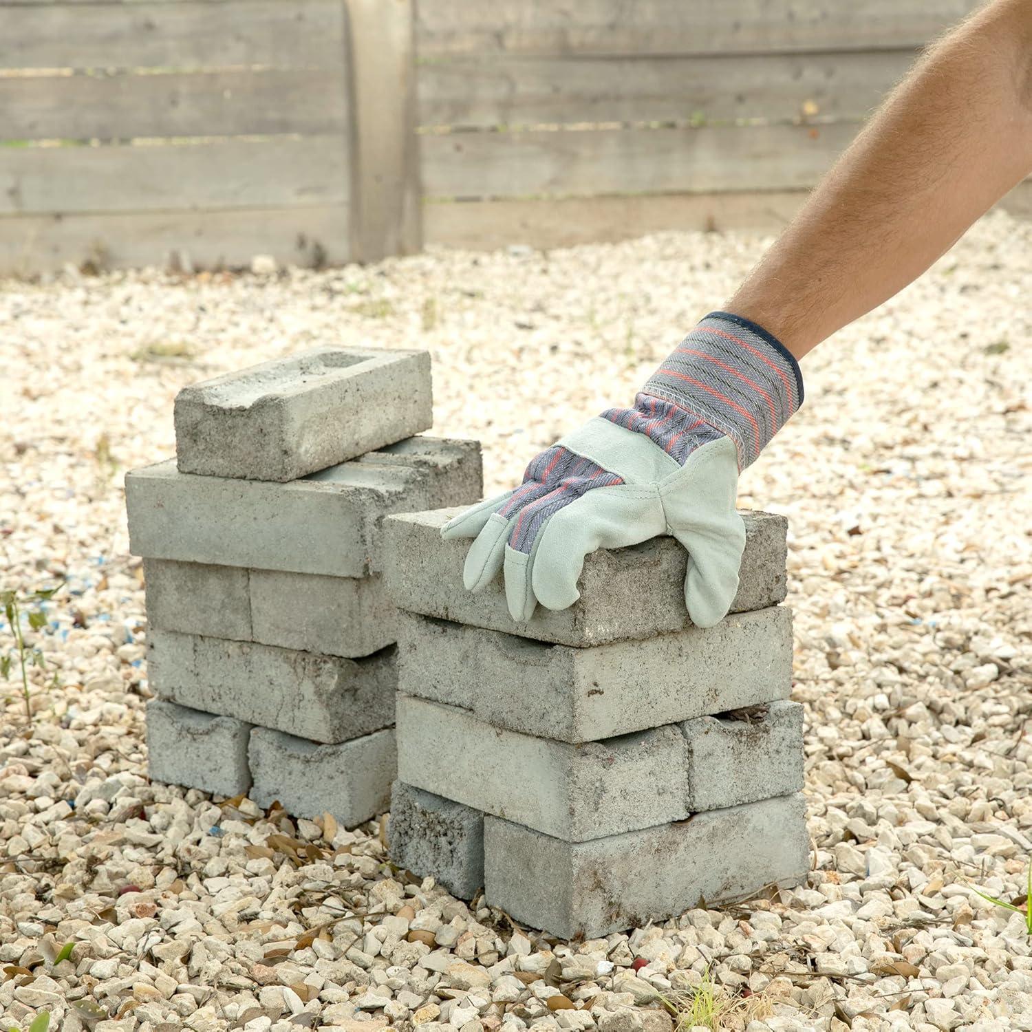 Guantes de Trabajo G & F 5 Pares Palma de Cuero Premium