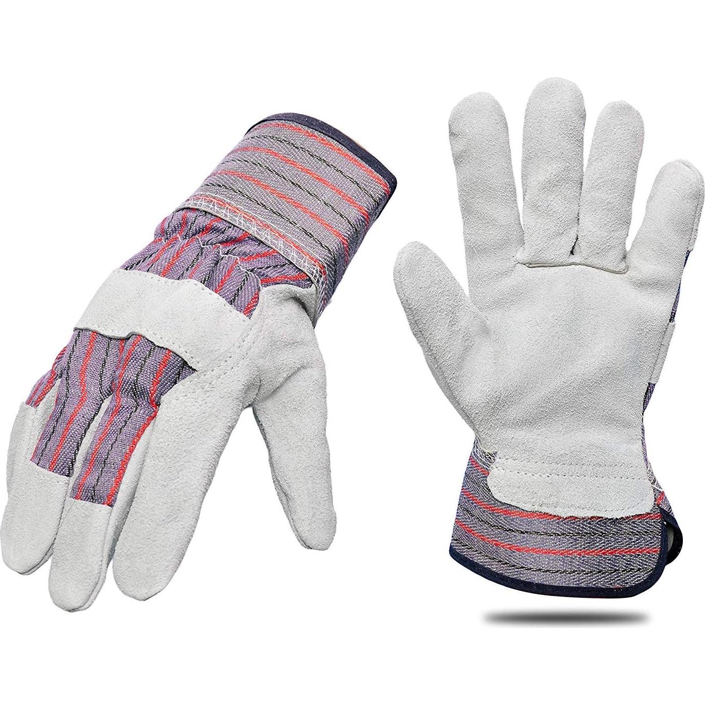 Guantes de Trabajo G & F 5 Pares Palma de Cuero Premium