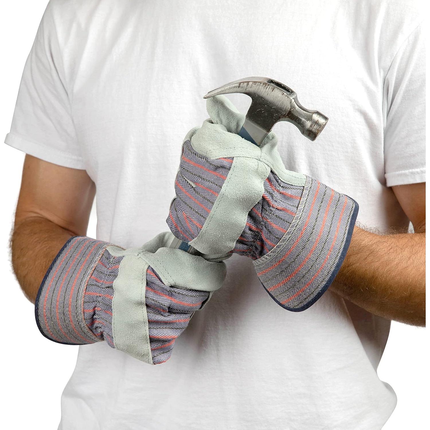 Guantes de Trabajo G & F 5 Pares Palma de Cuero Premium