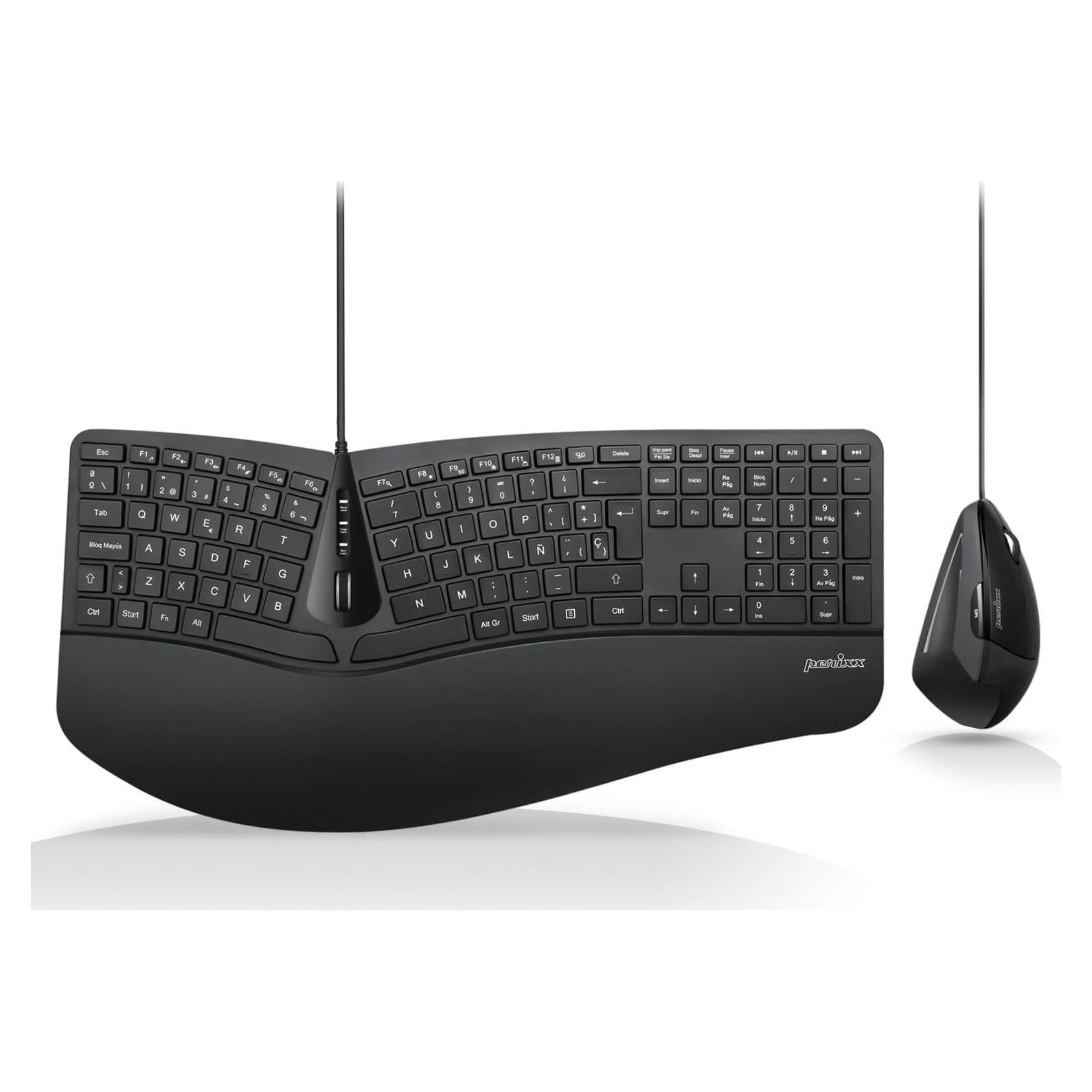 Combo Teclado y Ratón Ergonómico Perixx PERIDUO-505ES QWERTY