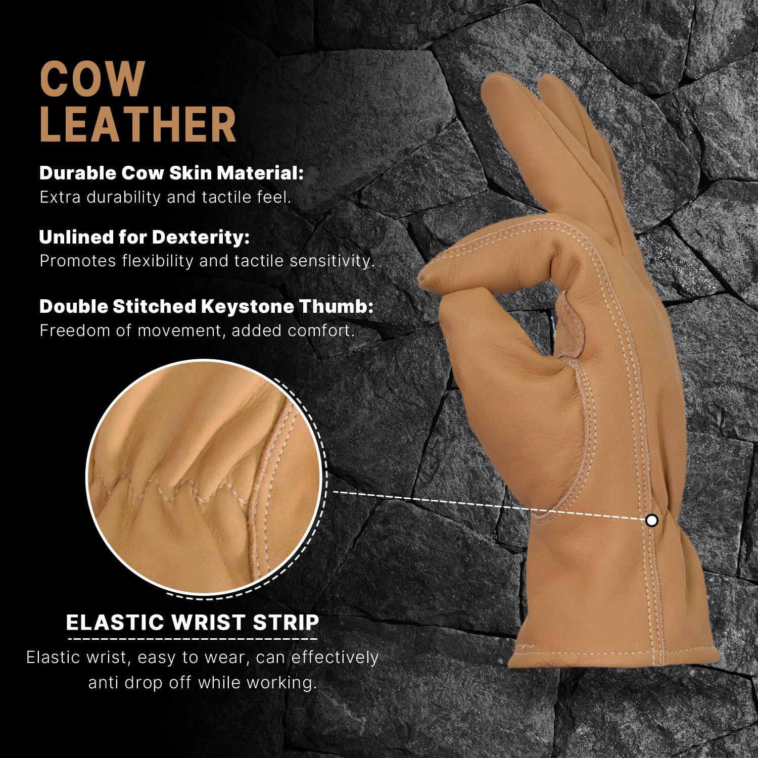 Guantes de Trabajo de Cuero Premium Reforzados para Hombres