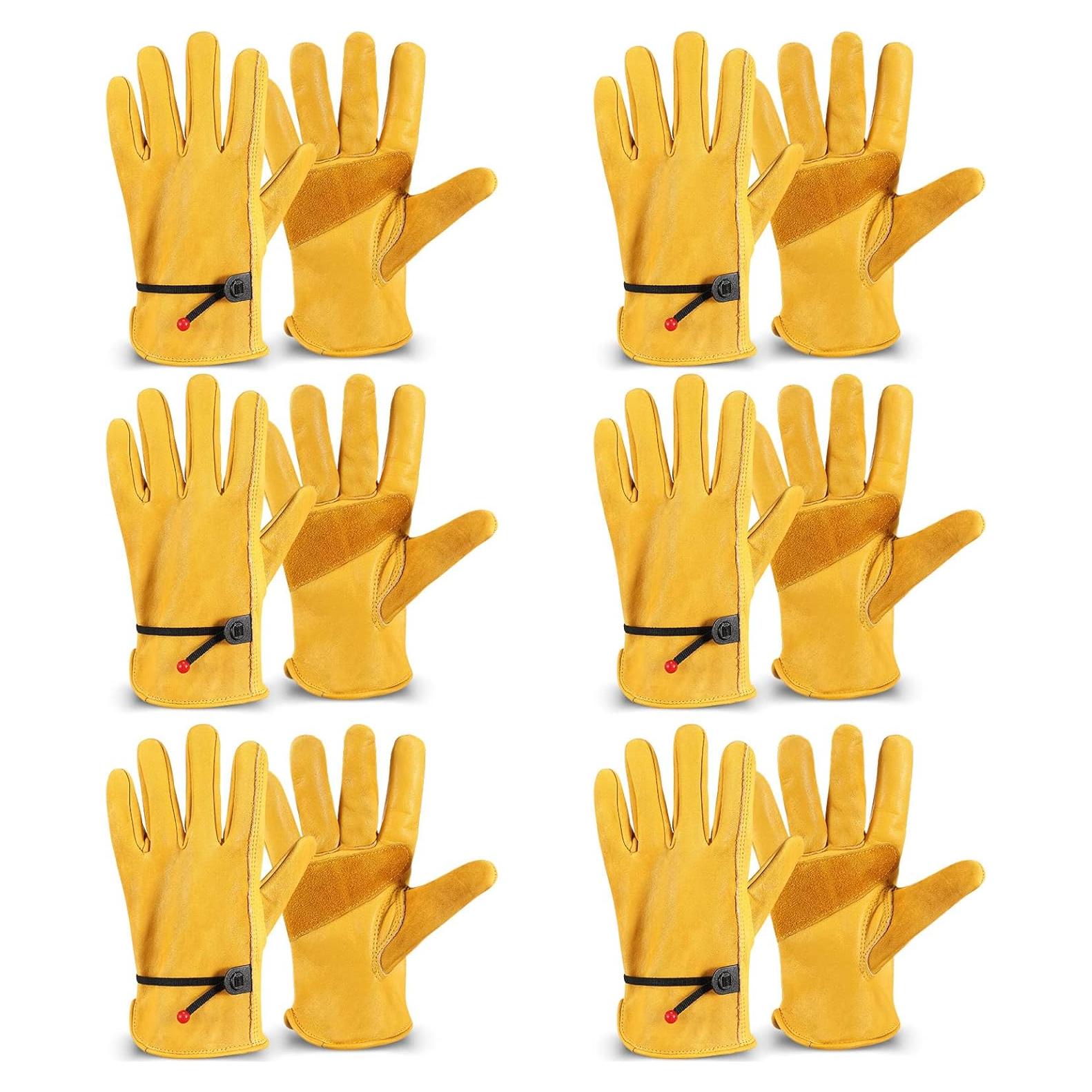 Guantes de Cuero de Vacuno Tarpop 6 Pares Jardinería