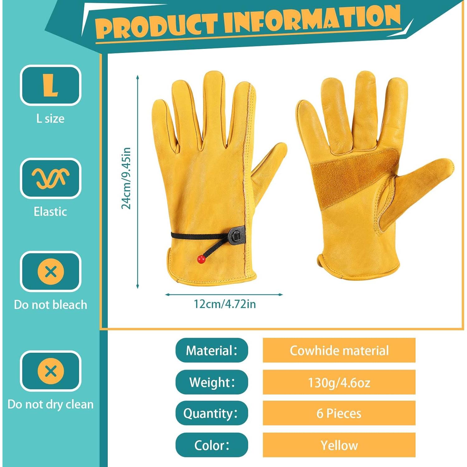 Guantes de Cuero de Vacuno Tarpop 6 Pares Jardinería