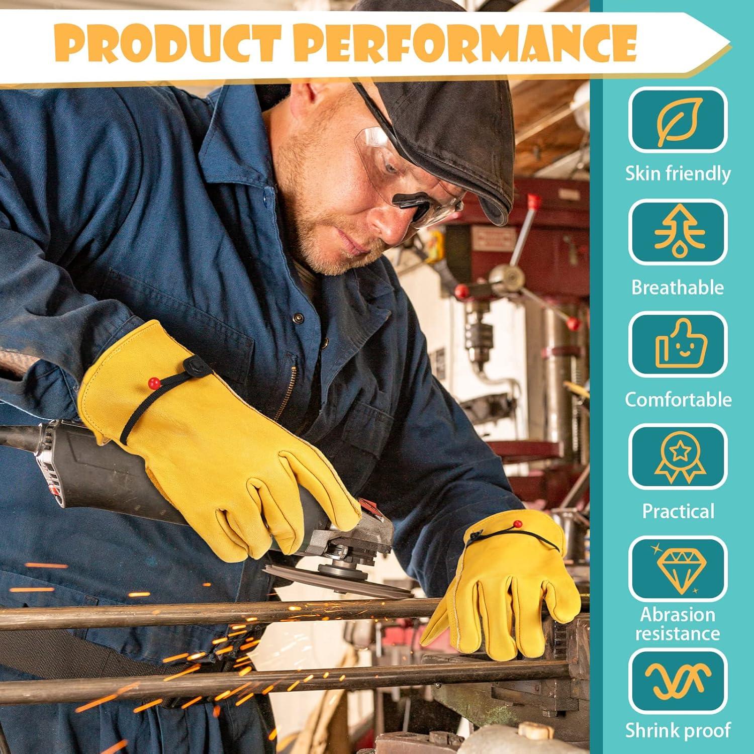 Guantes de Cuero de Vacuno Tarpop 6 Pares Jardinería