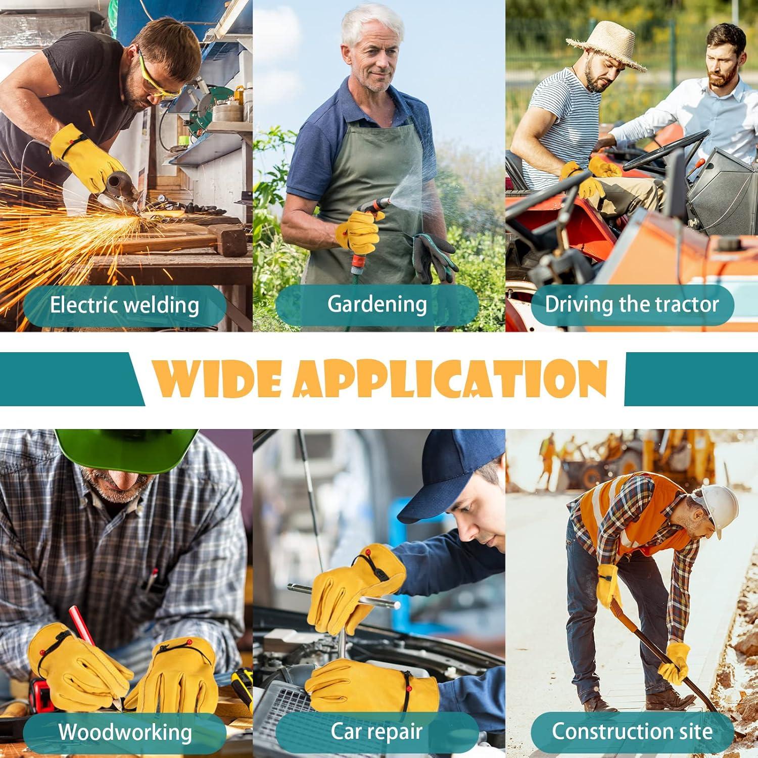 Guantes de Cuero de Vacuno Tarpop 6 Pares Jardinería