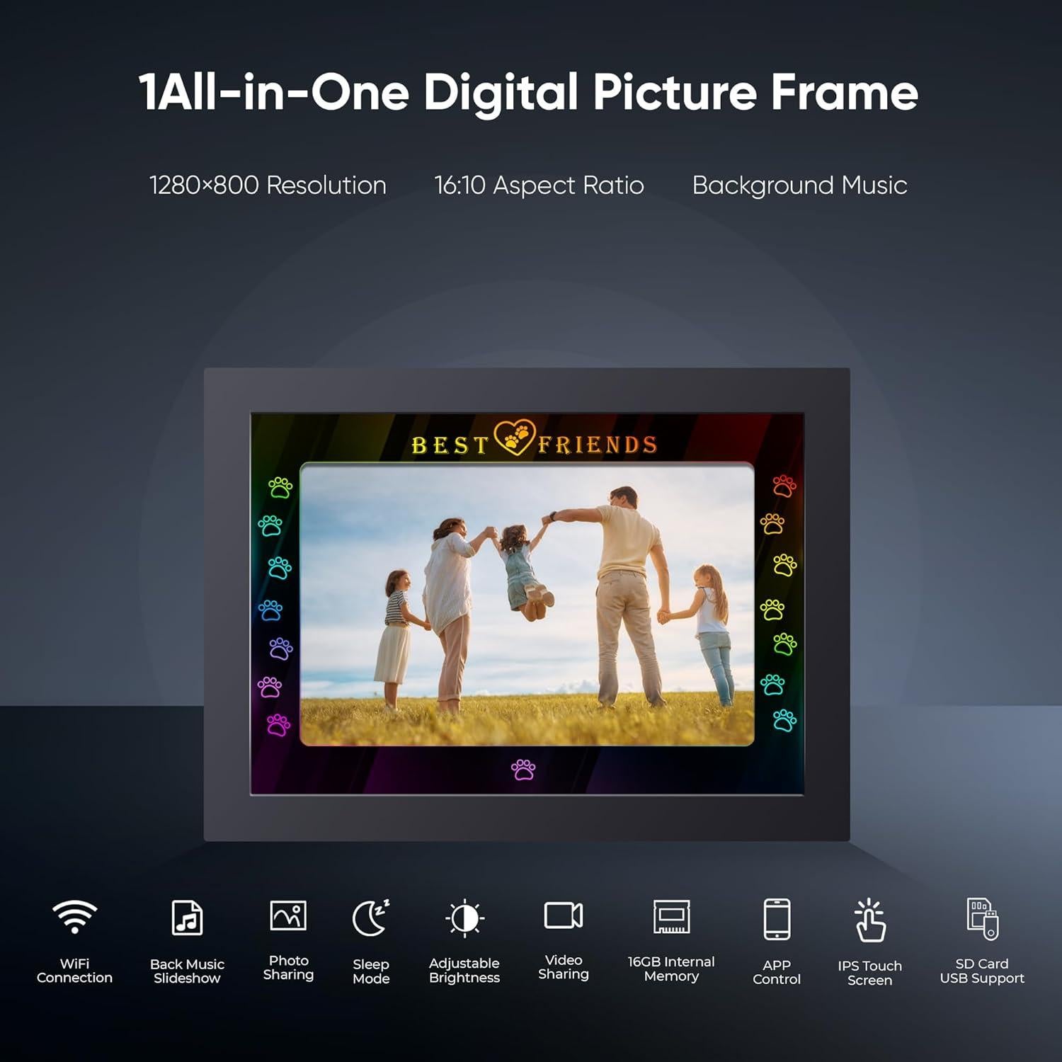 Marco de Foto Digital LED WiFi 10.1" Sonicgrace 16GB HD