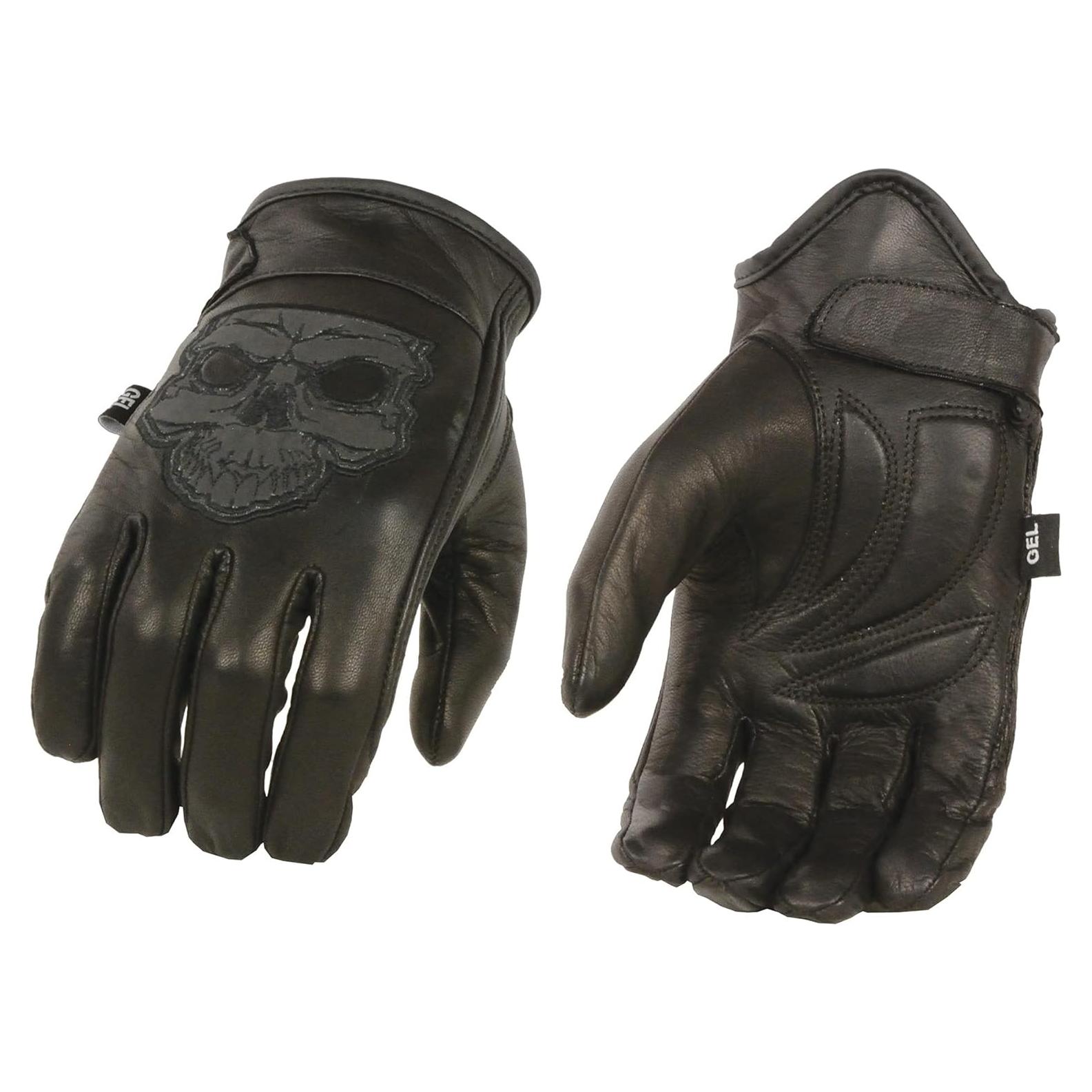 Guantes de Cuero Negro Milwaukee Leather MG7570 con Gel