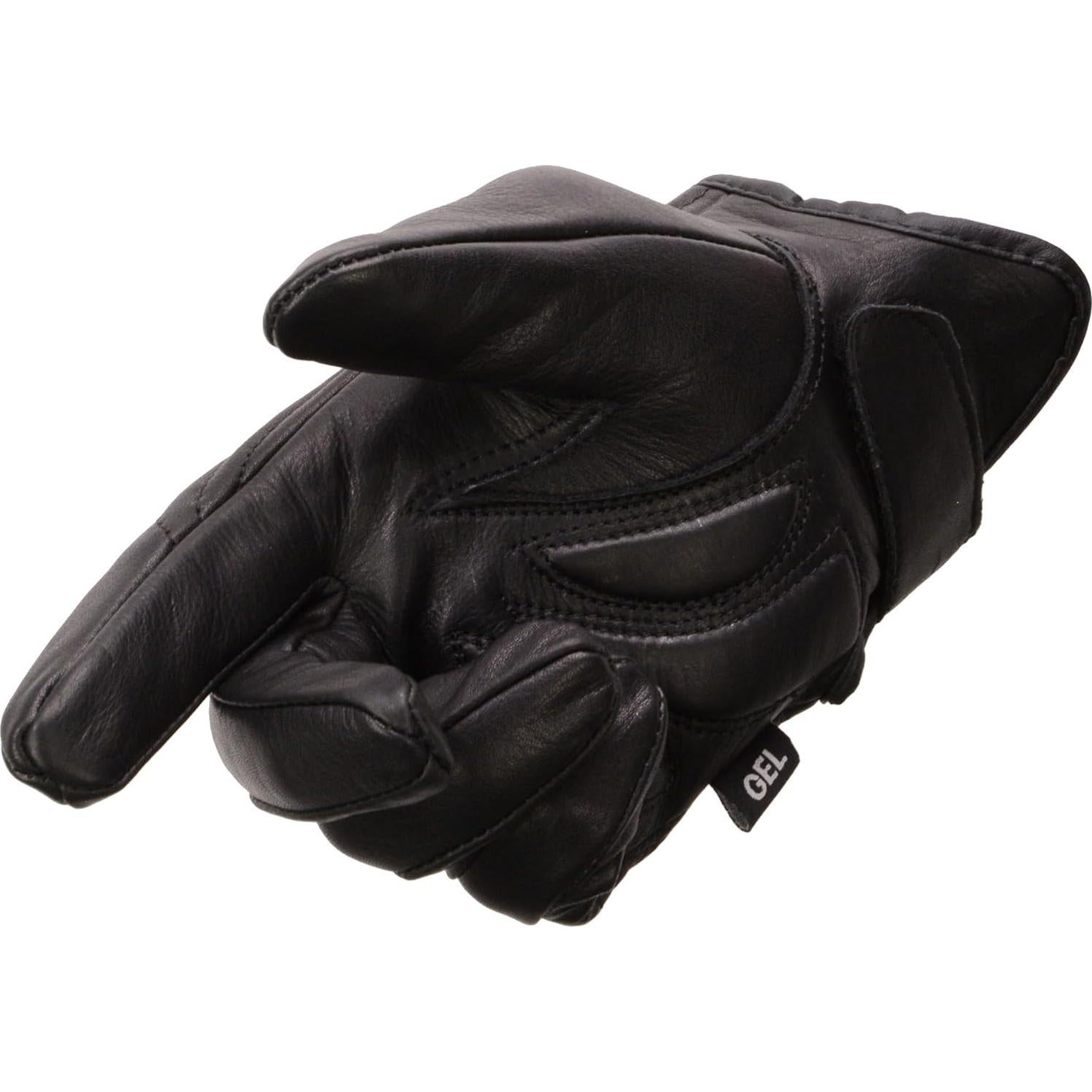 Guantes de Cuero Negro Milwaukee Leather MG7570 con Gel