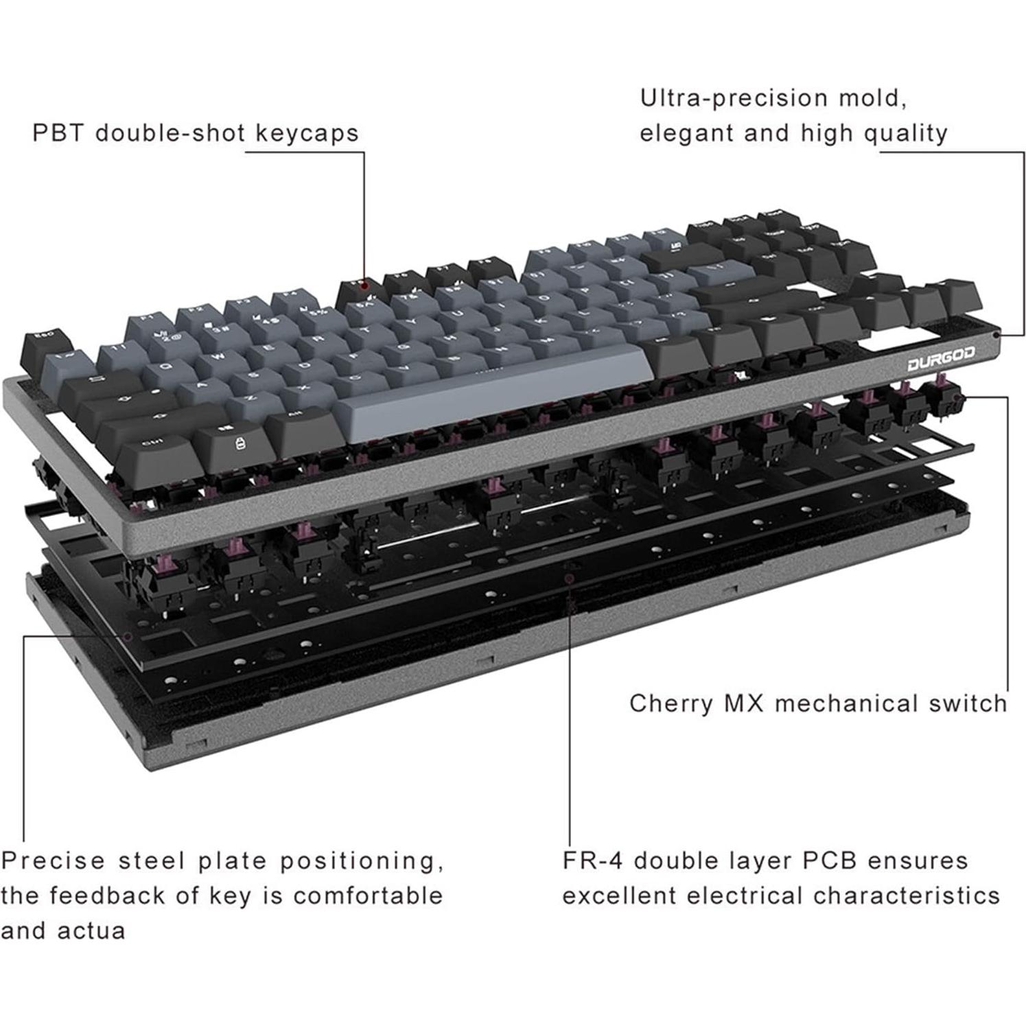 Teclado Mecánico DURGOD Taurus K310 - Cherry MX Rojo - USB-C