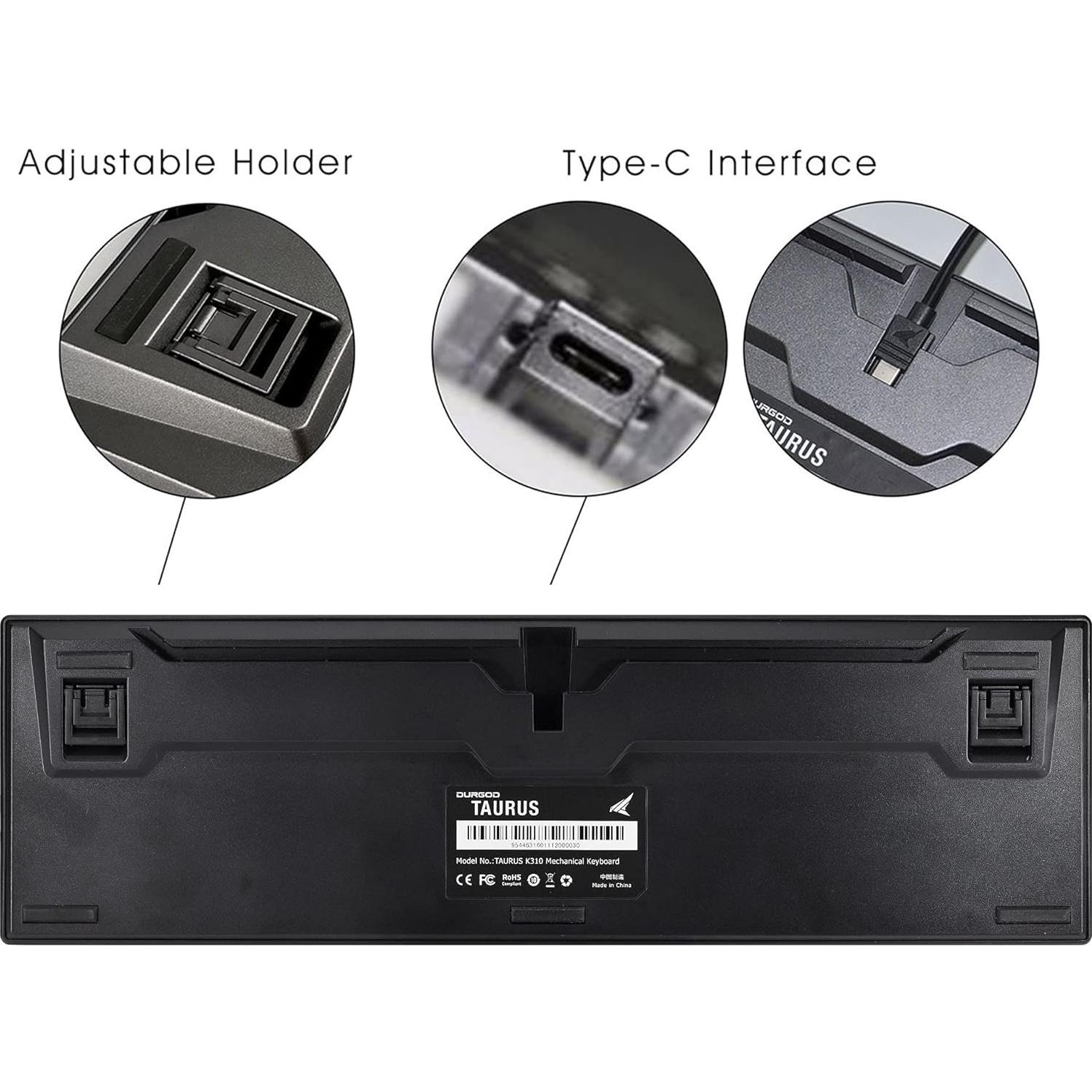 Teclado Mecánico DURGOD Taurus K310 - Cherry MX Rojo - USB-C