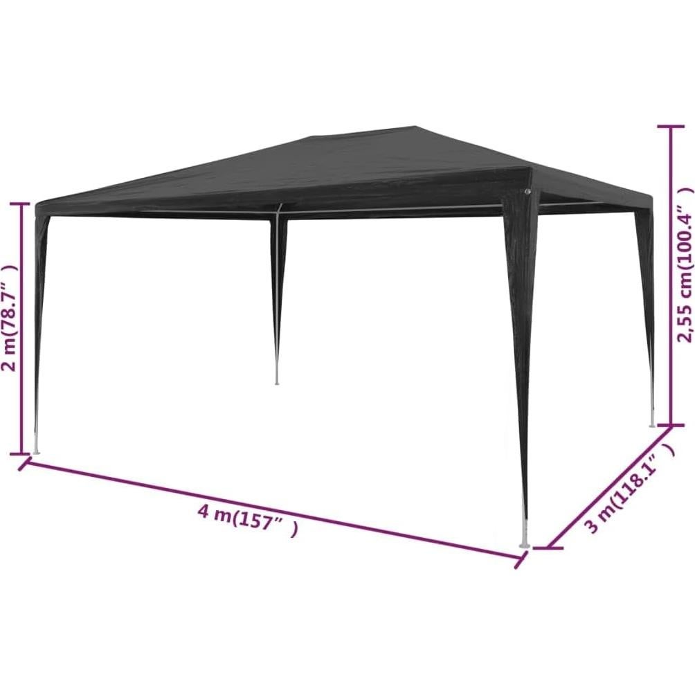 Carpa de Fiesta RINDIGOO Antracita 2.99m x 4.00m Resistente UV