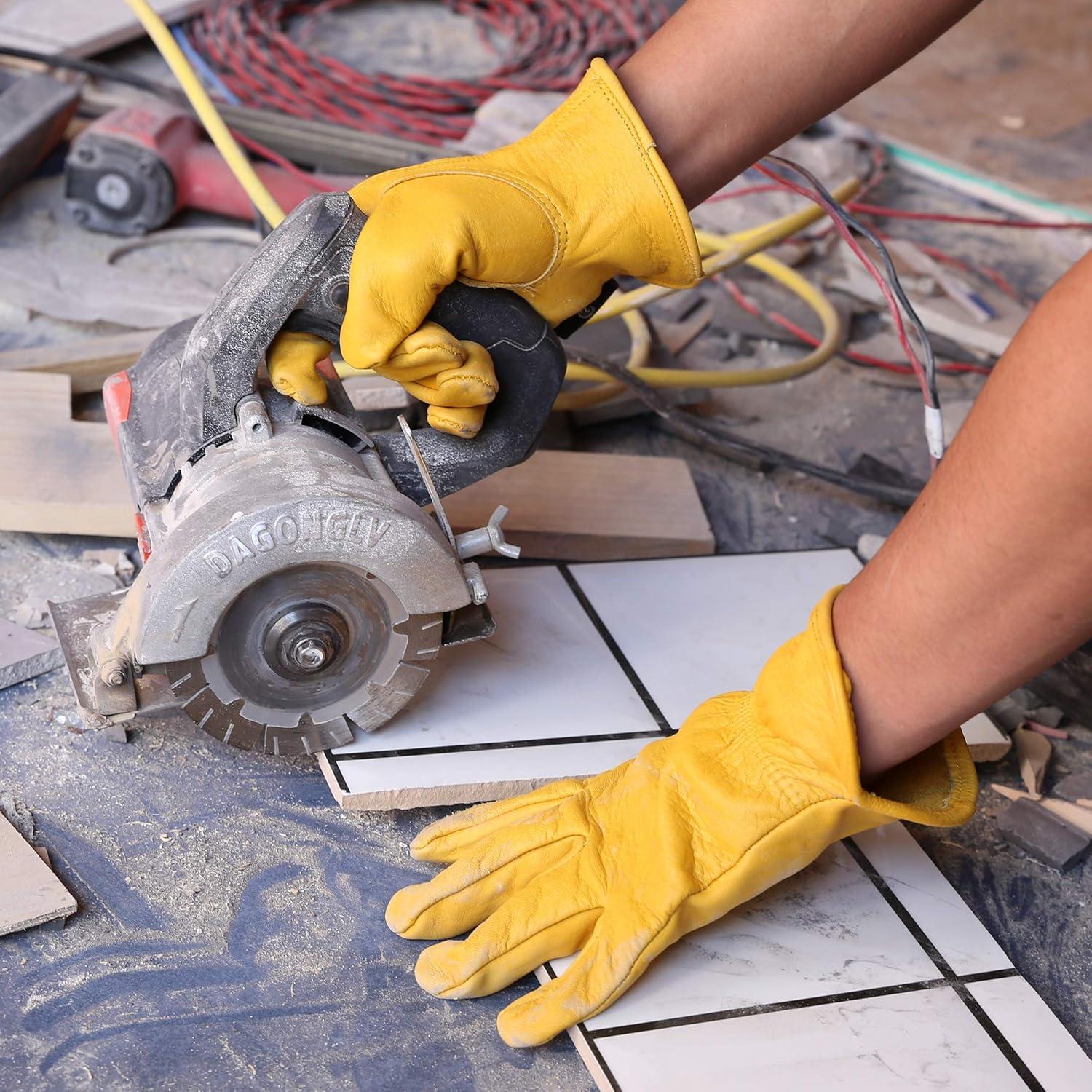 Guantes de trabajo Haoyuan de cuero vaca resistentes