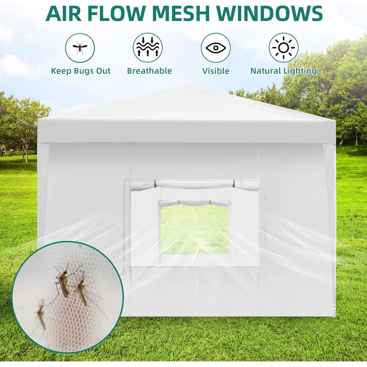 Carpa Plegable YITAHOME 10x10m Blanca con 4 Paredes Laterales