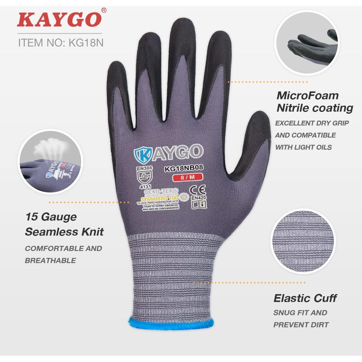 Guantes de Trabajo KAYGO KG18NB Nitrilo MicroFoam 3 Pares
