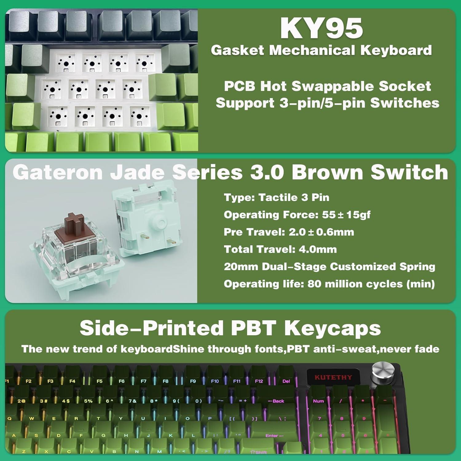 Teclado Mecánico Inalámbrico KUTETHY 3 Modos RGB 1.30 kg