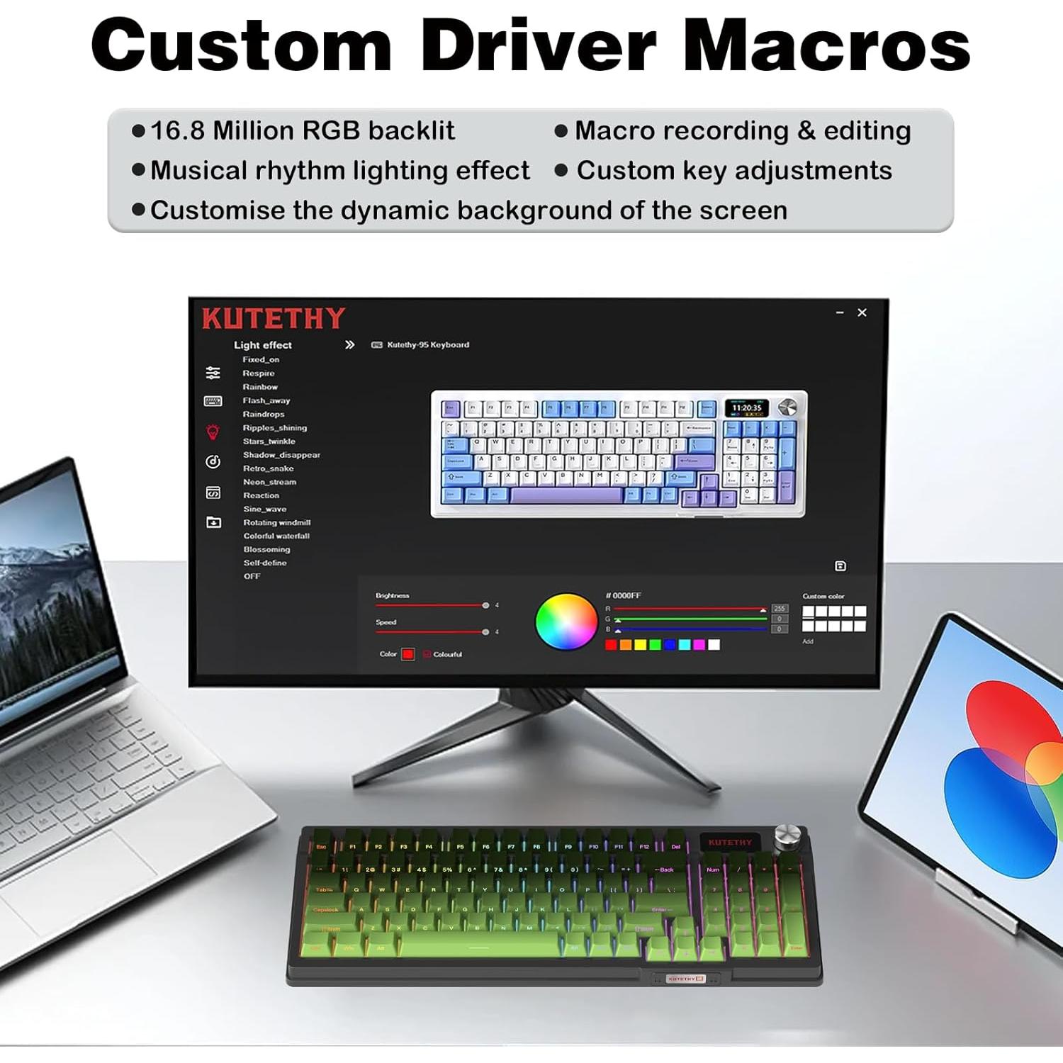 Teclado Mecánico Inalámbrico KUTETHY 3 Modos RGB 1.30 kg