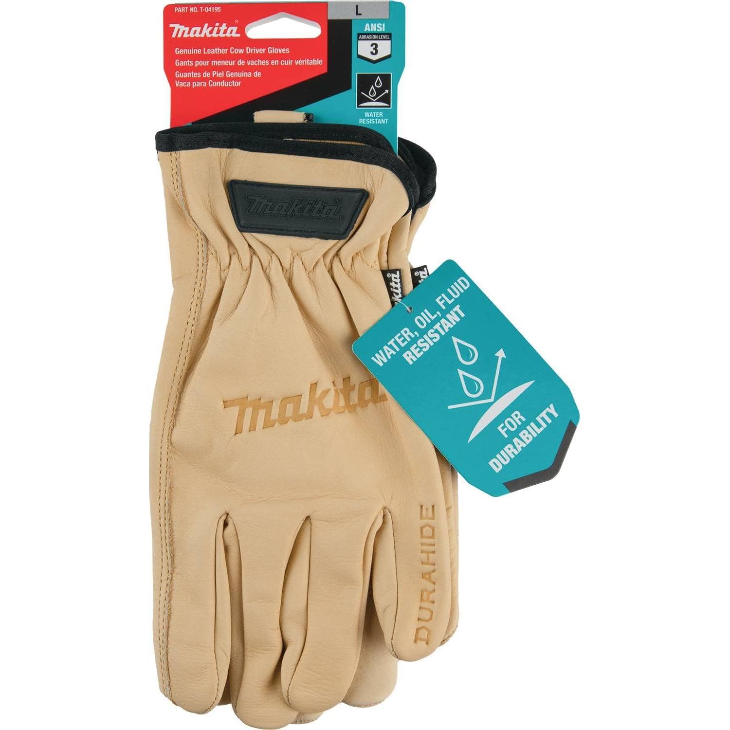 Guantes de Conductor Makita T-04195 de Cuero Genuino